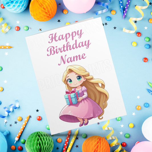 Personalised Cute Rapunzel Birthday Card I Princess I Tangled I Disney
