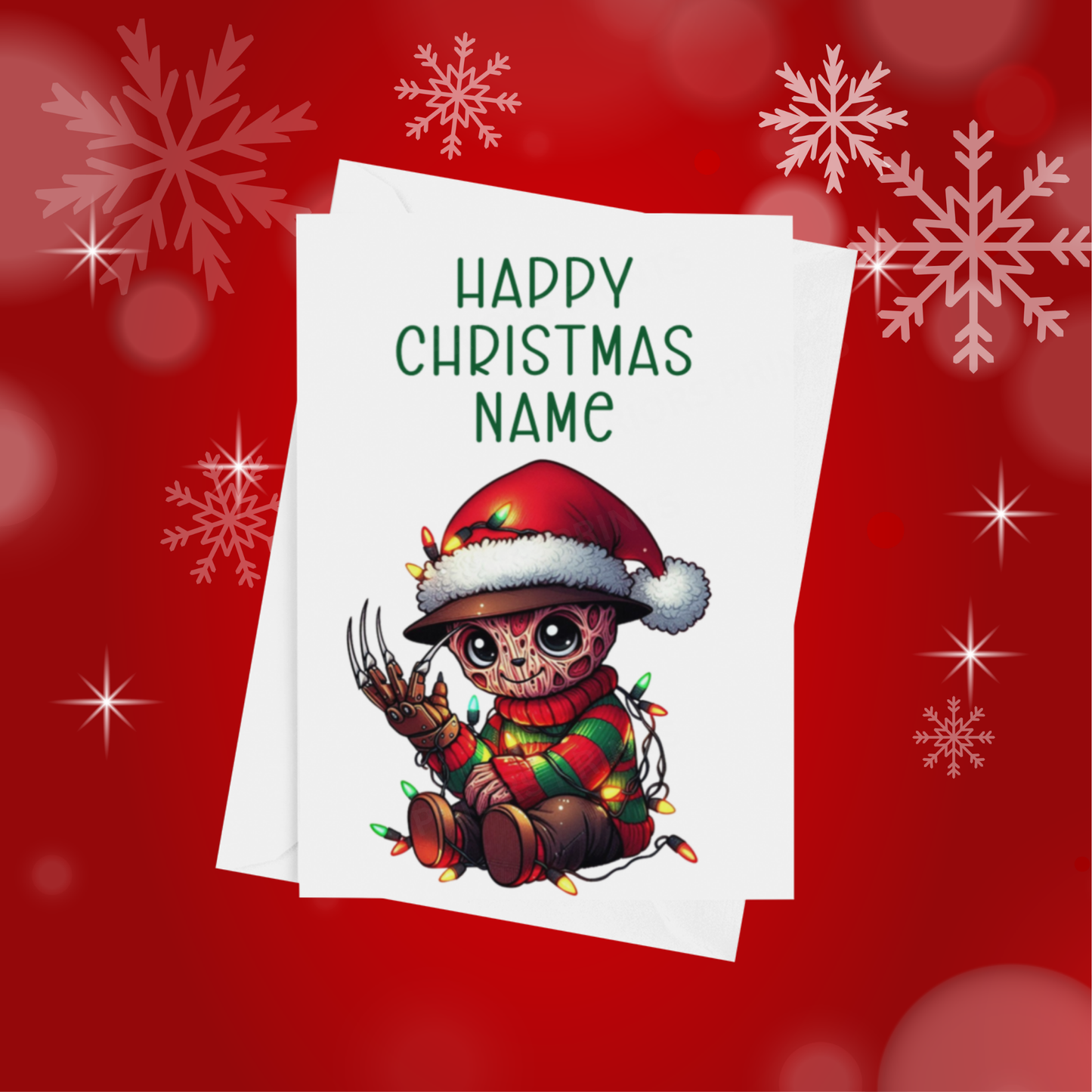 Characters in Christmas Lights Personalised Christmas Card