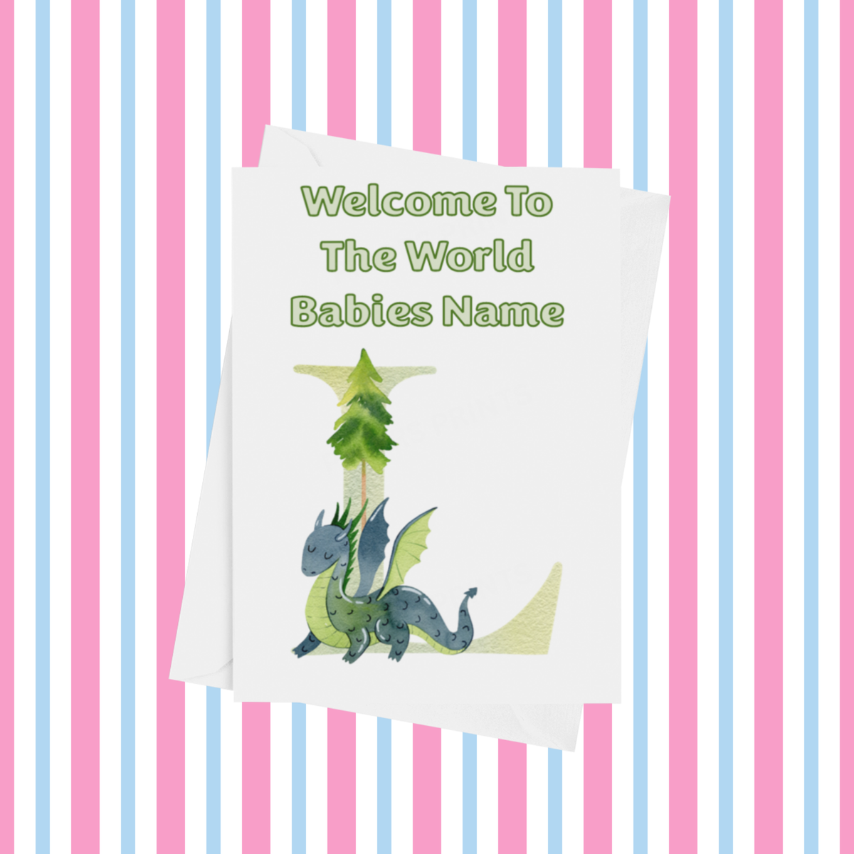 Welcome To The World Dragon Personalised Card for New Baby in Gold