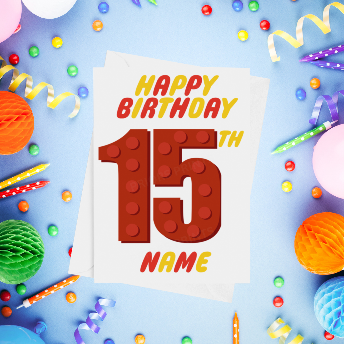 Red or Yellow Lego Personalised Birthday Card with Child's Age