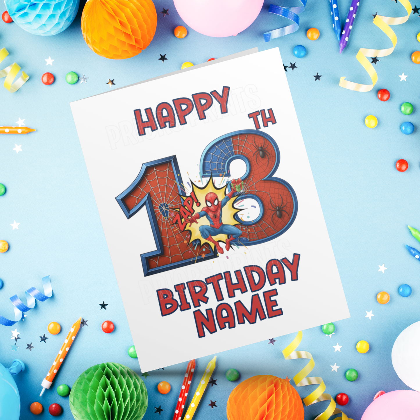 Personalised Spiderman Birthday Card with age 1-20 I Marvel I Superhero