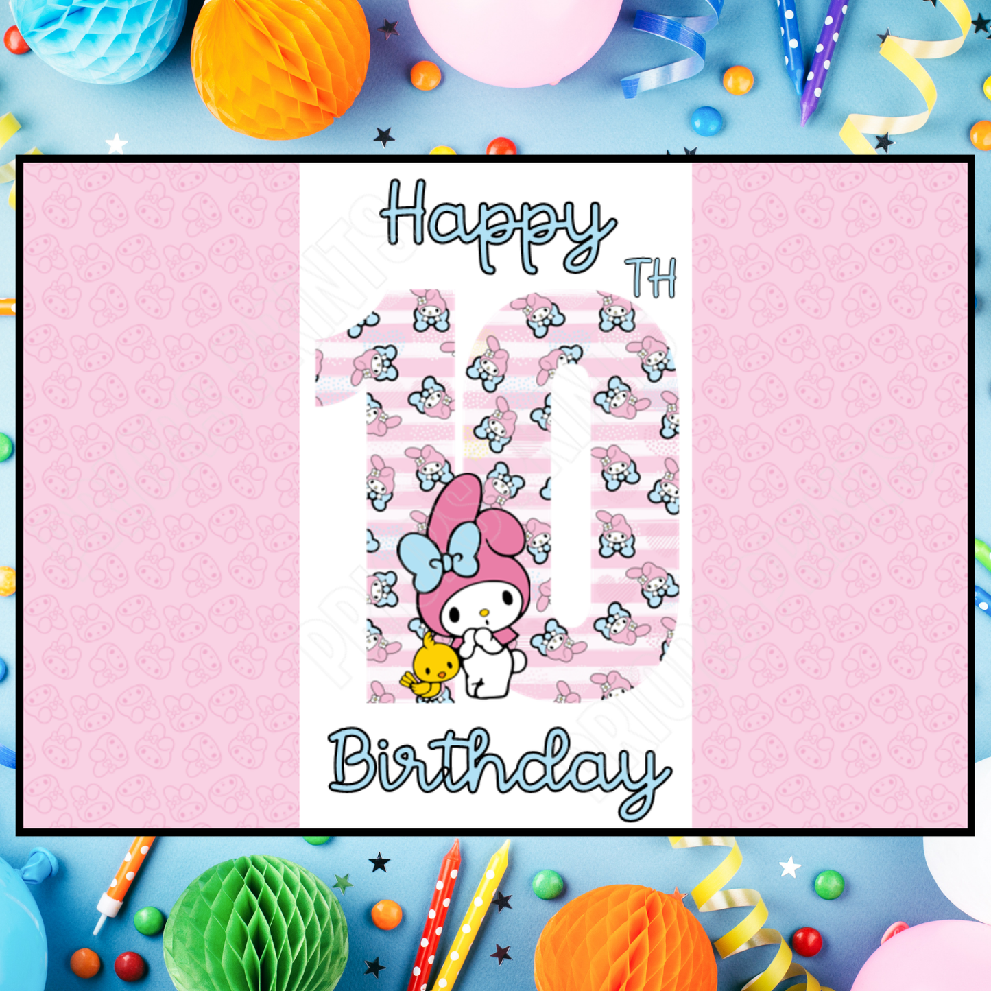 My Melody Birthday Chocolate Bar Wrapper with Age 5-20 Years (Matches Cards)