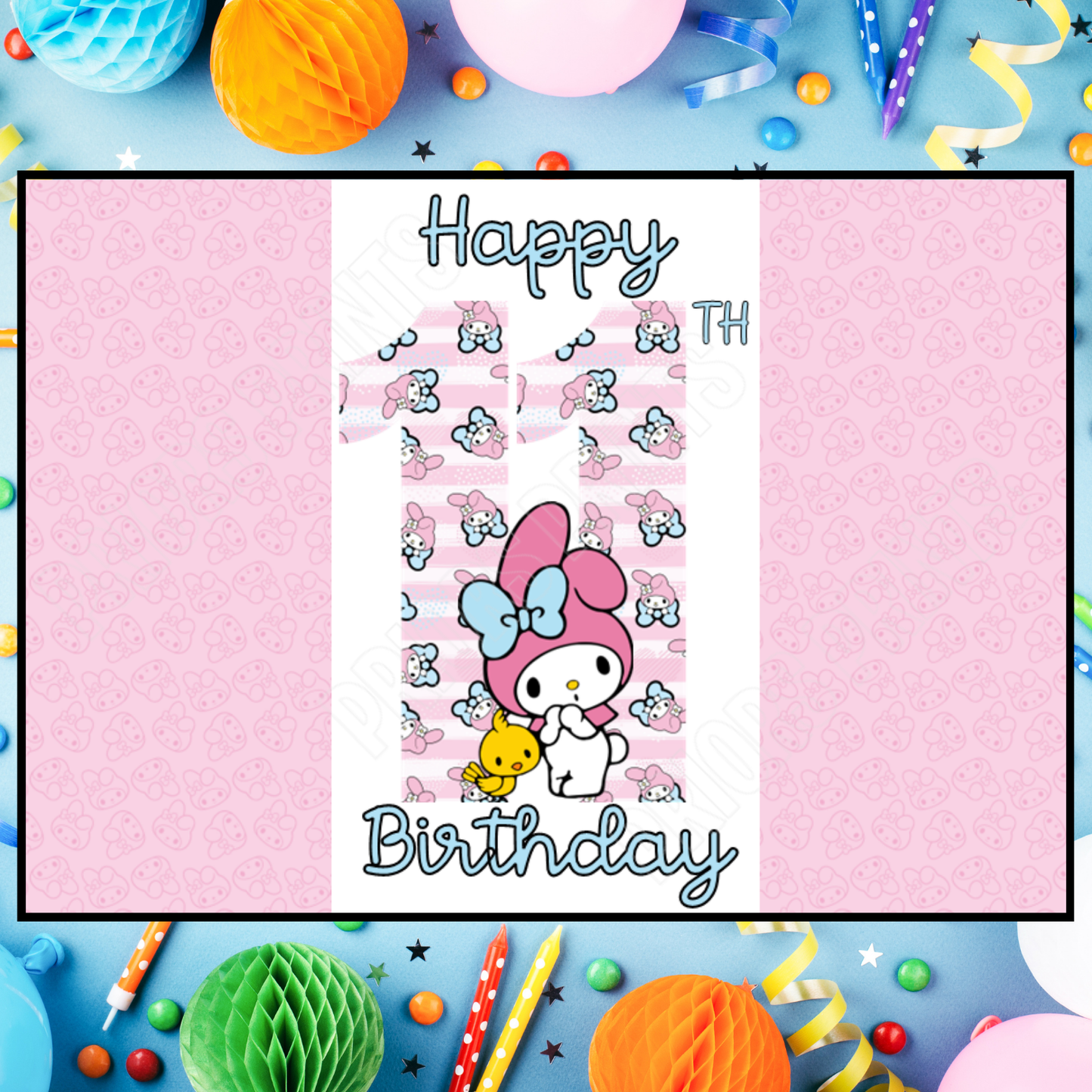 My Melody Birthday Chocolate Bar Wrapper with Age 5-20 Years (Matches Cards)