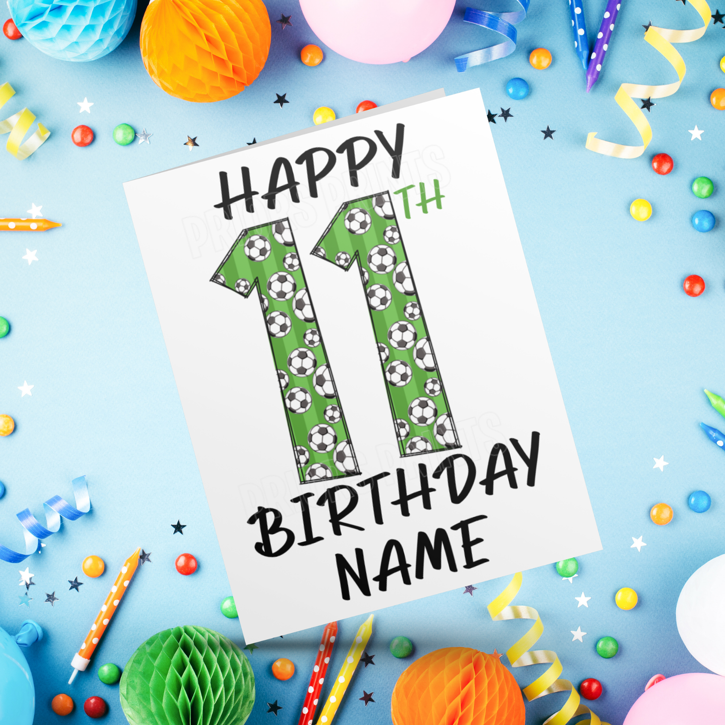 Personalised Green Football Birthday Card with age 1-20