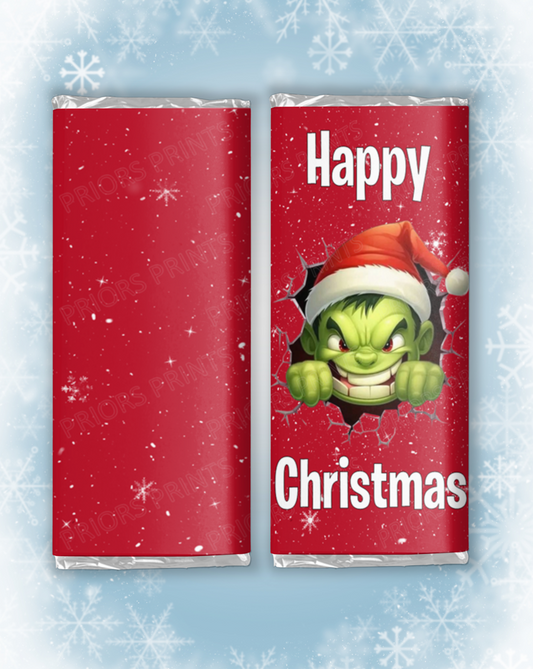 Hulk Christmas Chocolate Bar Wrappers