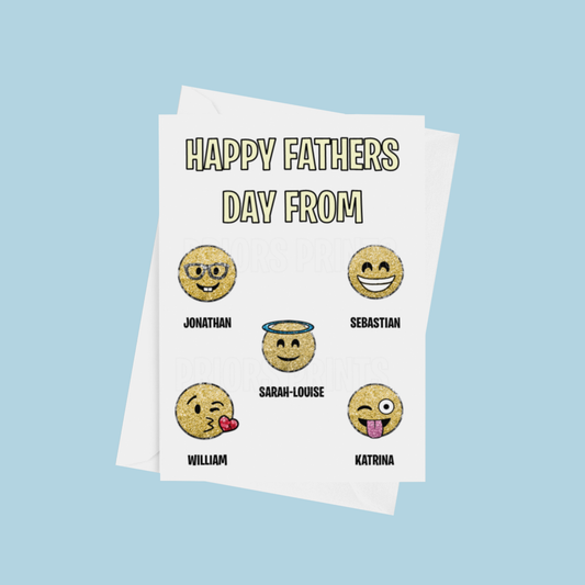 Personalised Smiley Face Fathers Day Card for up to 6 children