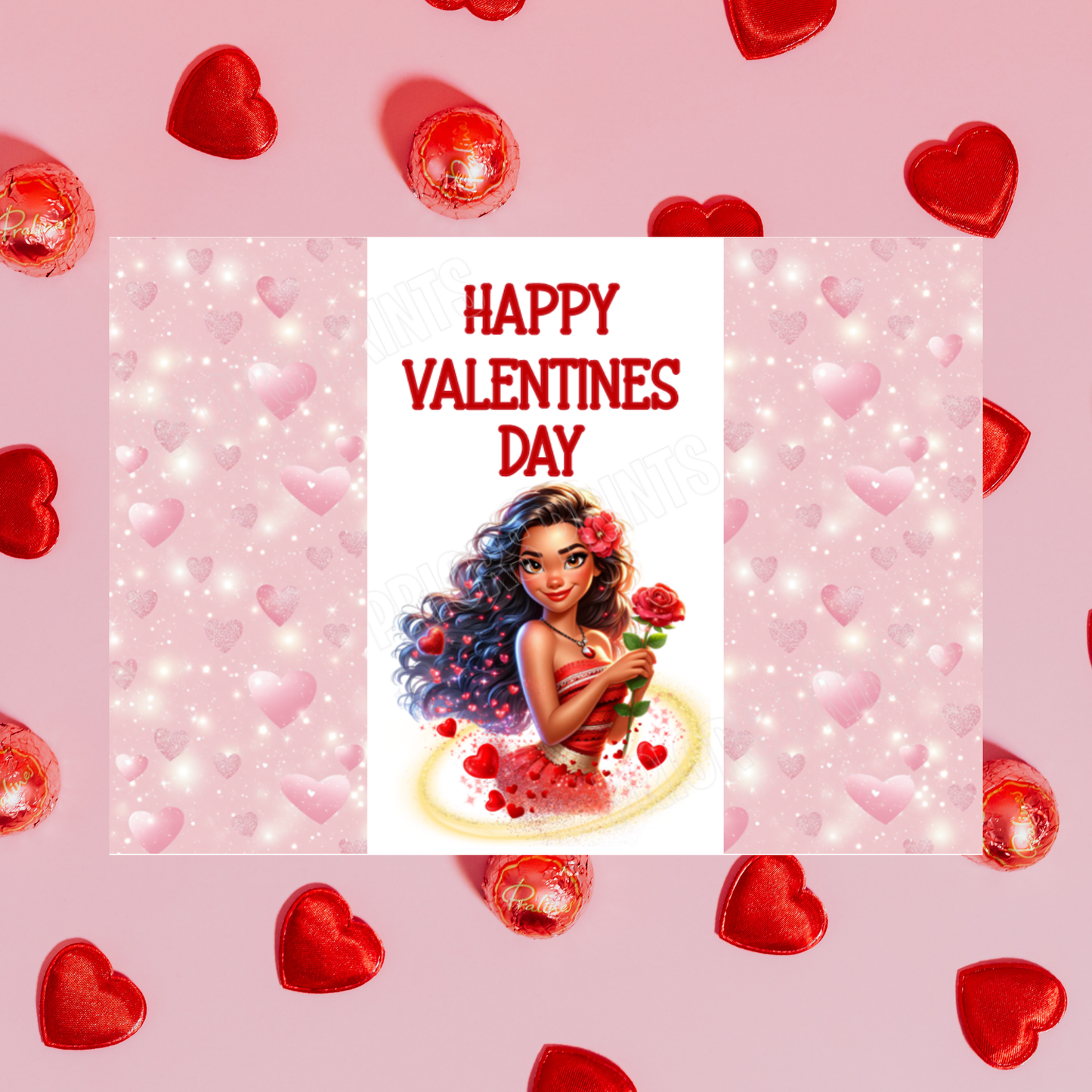 Princess Valentines Day Chocolate Bar Wrappers Anna  Belle  Cinderella  Merida Elsa  Jasmine  Ariel Mulan  Rapunzel  Snow White