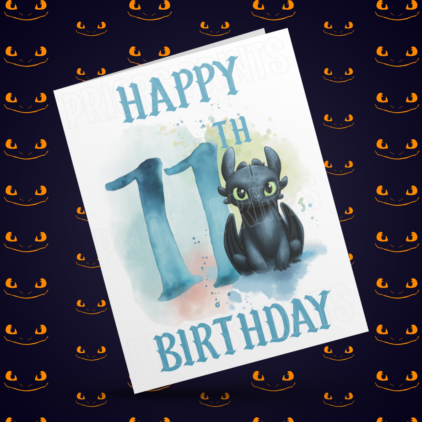 Personalised Toothless Birthday Card with Age 1-20 Years (How To Train Your Dragon)