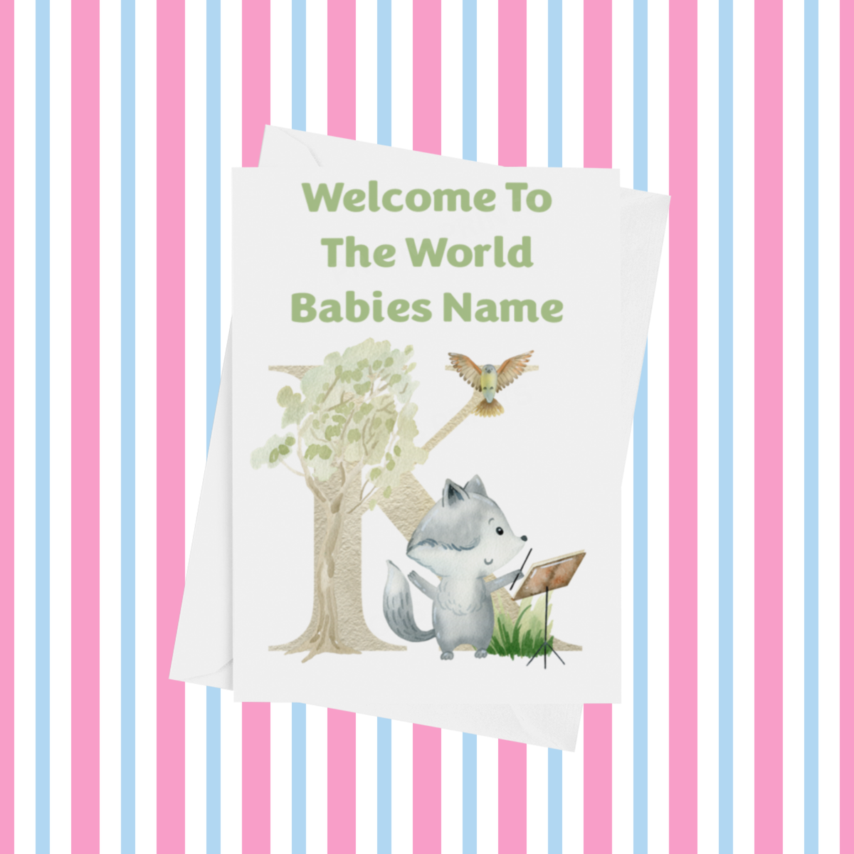 Welcome To The World Music Animals Personalised Card for New Baby