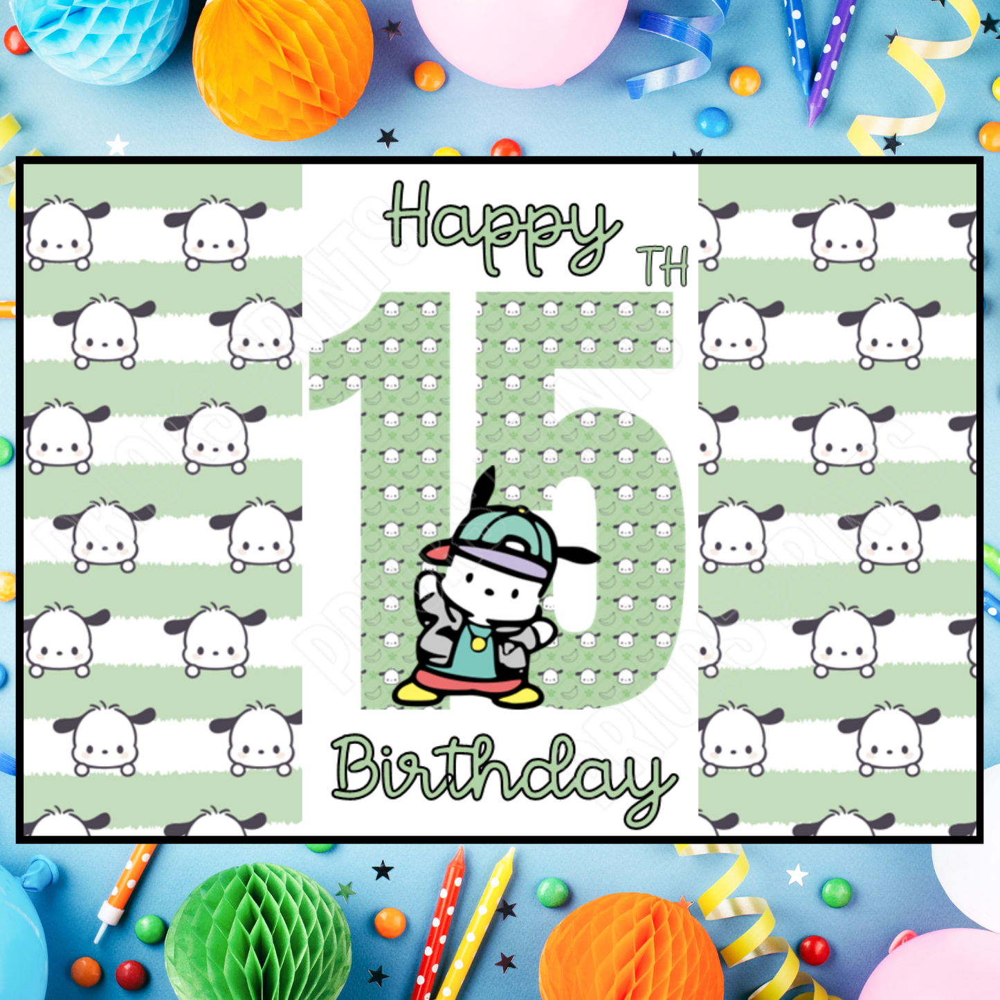 Pochacco Birthday Chocolate Bar Wrapper with Age 5-20 Years (Matches Cards)