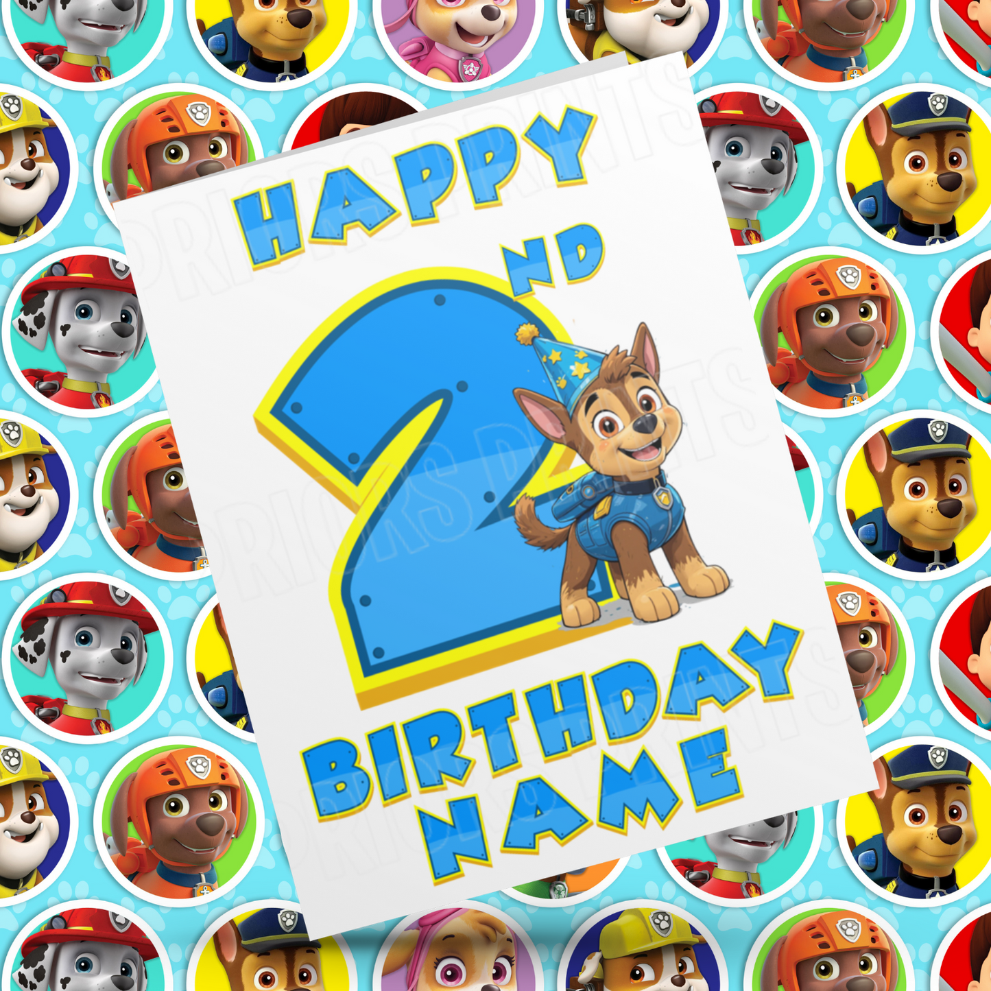Personalised Blue Paw Patrol Birthday Card with Age 1-9 Years