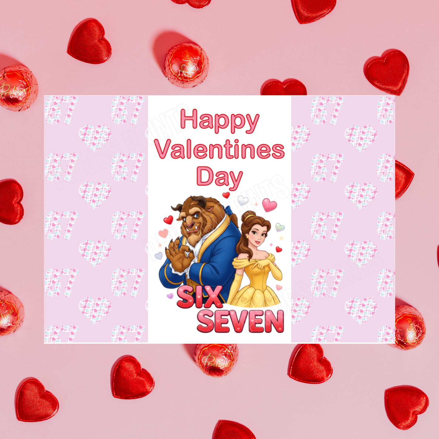 Six Seven Character Valentines Day Chocolate Bar Wrapper I Stitch I Angel I Mickey I Minnie I Spiderman I Elsa I Aladdin I Daisy I Beauty & The Beast I 67 I Sixseven