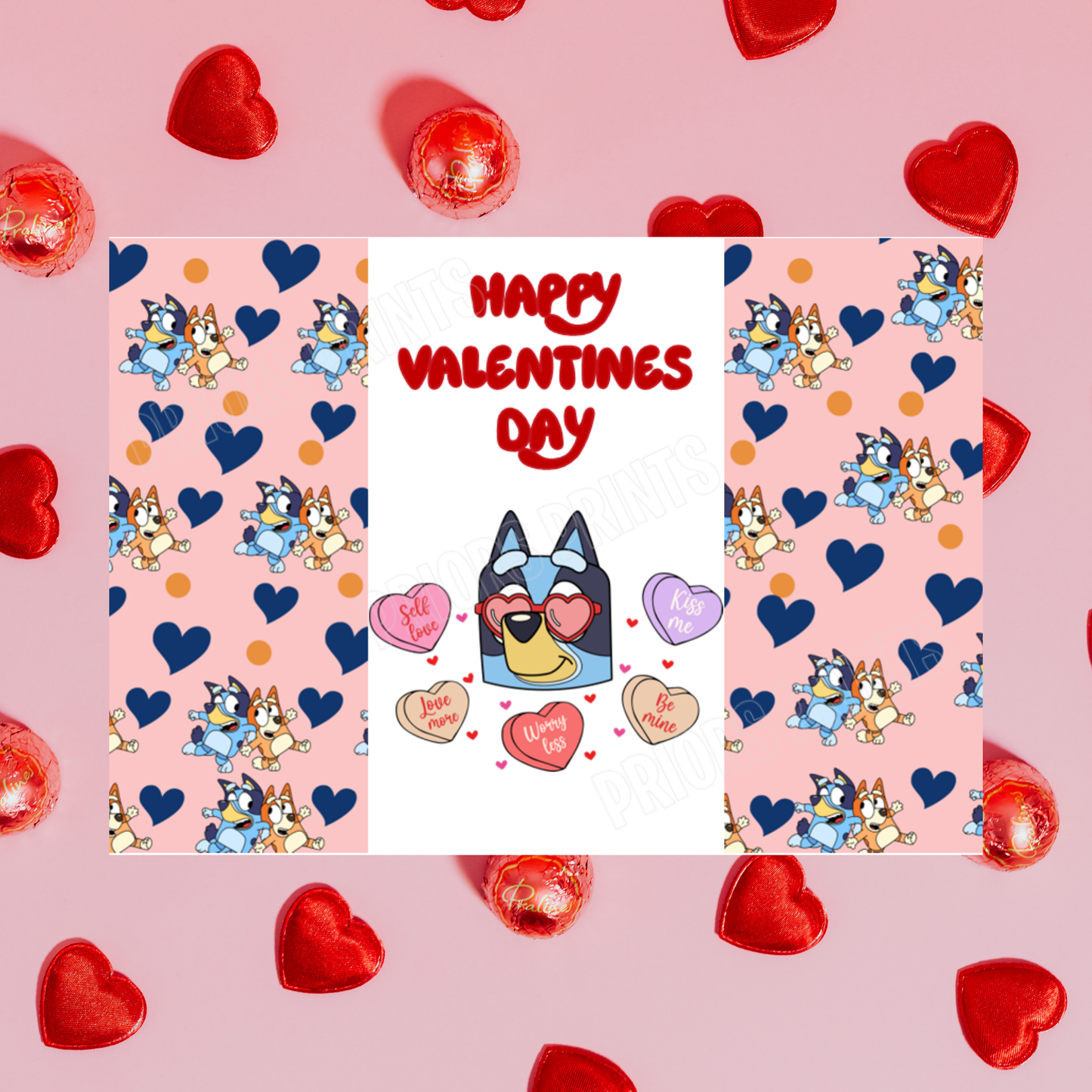 Bluey Valentines Chocolate Bar Wrapper