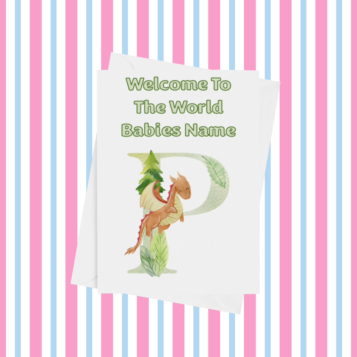 Welcome To The World Dragon Personalised Card for New Baby in Gold