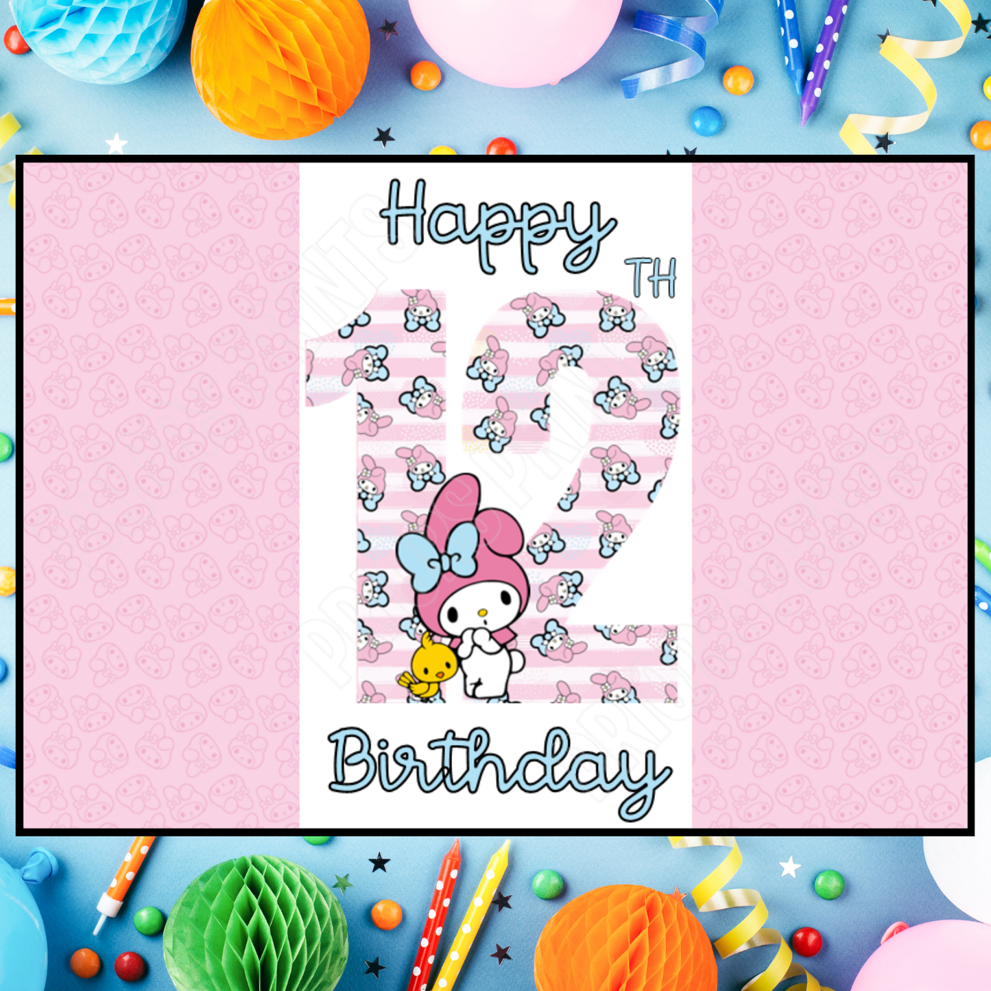 My Melody Birthday Chocolate Bar Wrapper with Age 5-20 Years (Matches Cards)