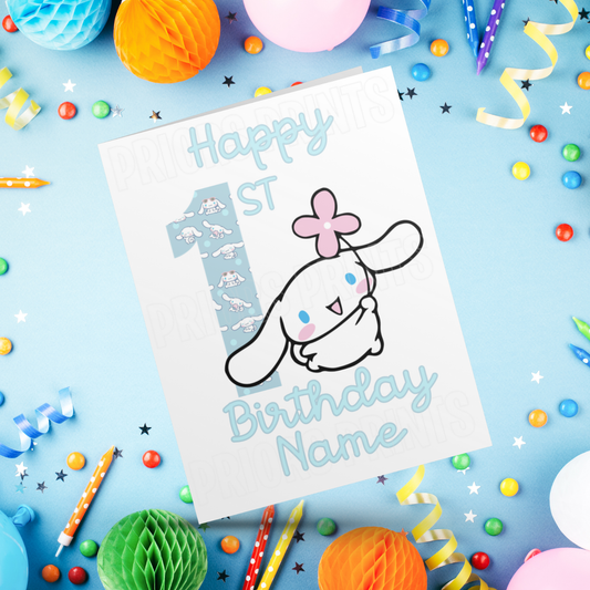 Personalised Cinnamoroll Birthday Card with Age 1-20 Years (Sanrio- Hello Kitty & Friends)