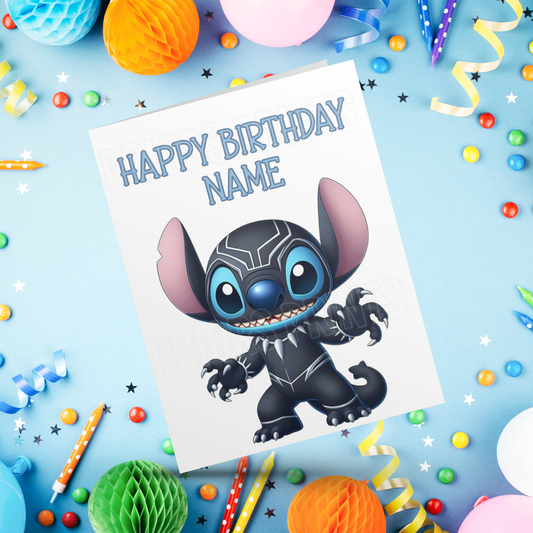 Stitch as Superhero Personalised Birthday Card I Marvel I Superheros