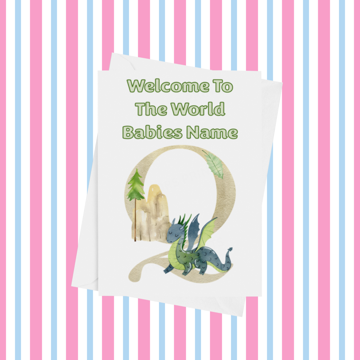Welcome To The World Dragon Personalised Card for New Baby in Gold