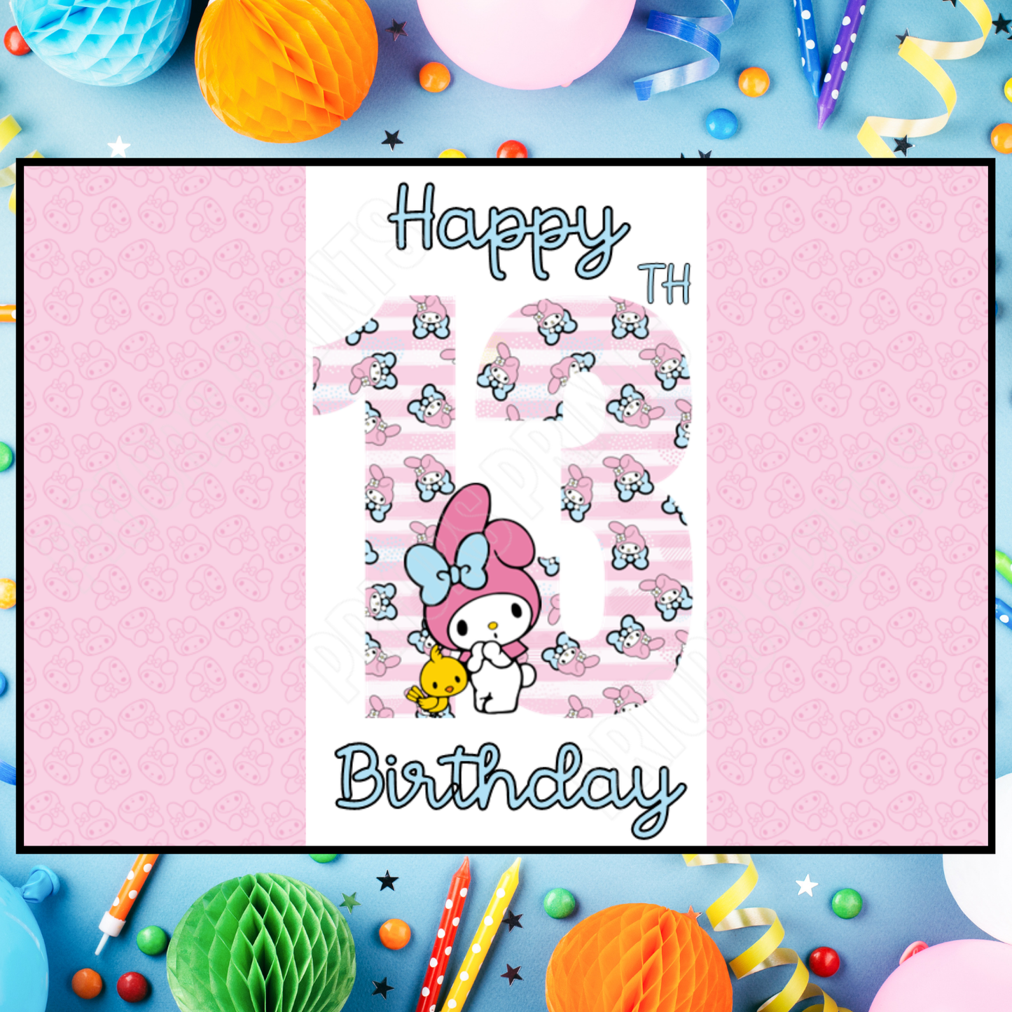 My Melody Birthday Chocolate Bar Wrapper with Age 5-20 Years (Matches Cards)
