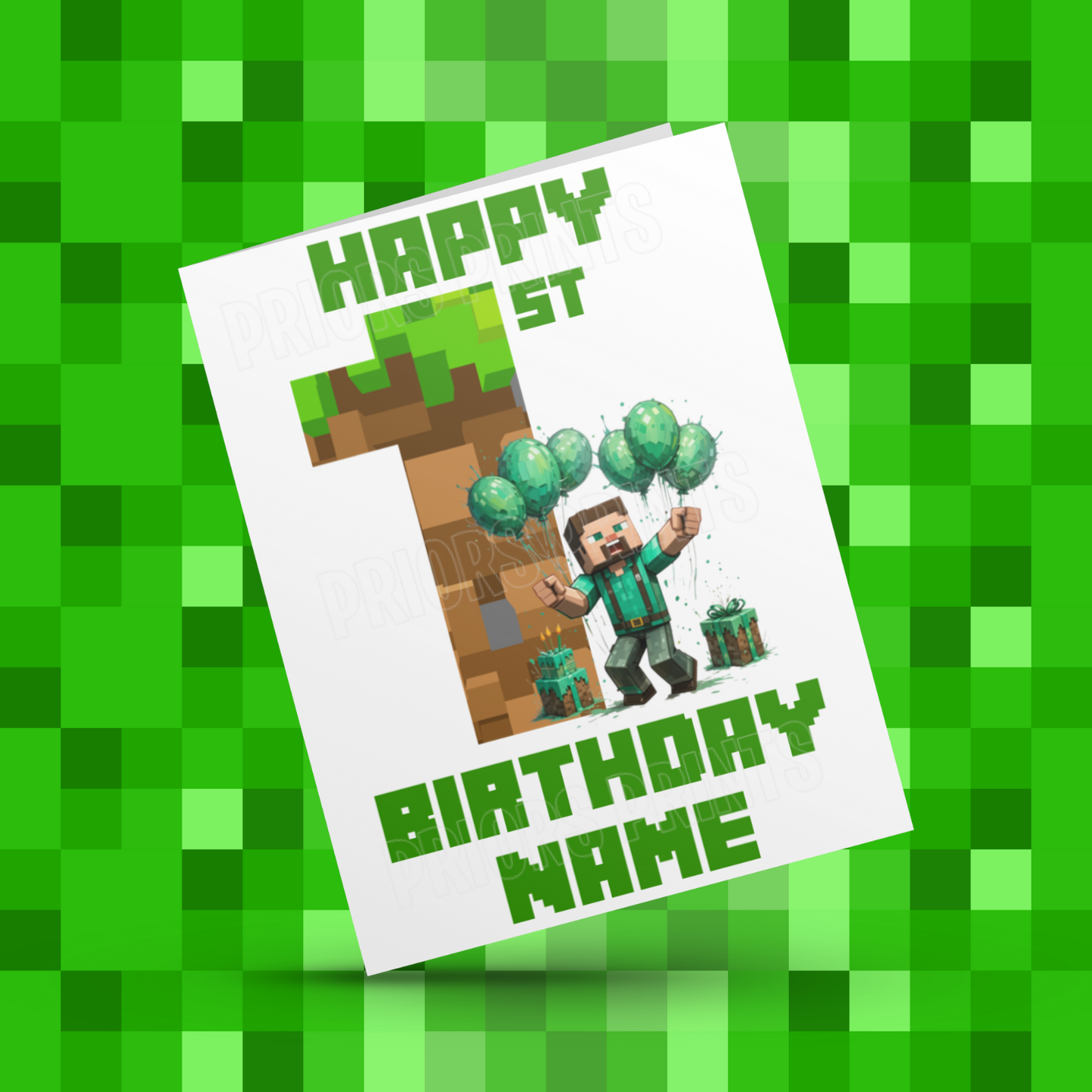 Personalised Minecraft Birthday Card with Age 1-20 Years