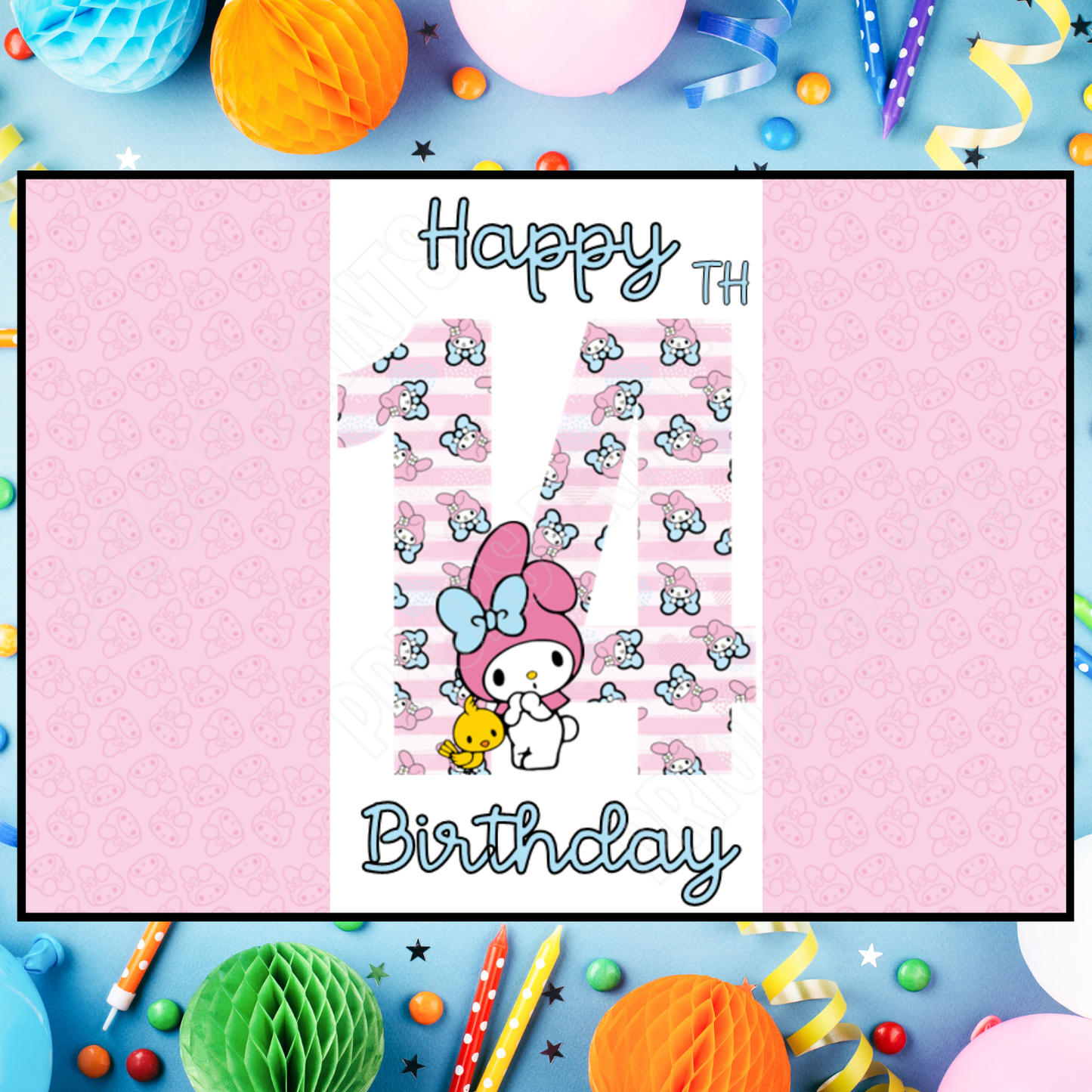 My Melody Birthday Chocolate Bar Wrapper with Age 5-20 Years (Matches Cards)