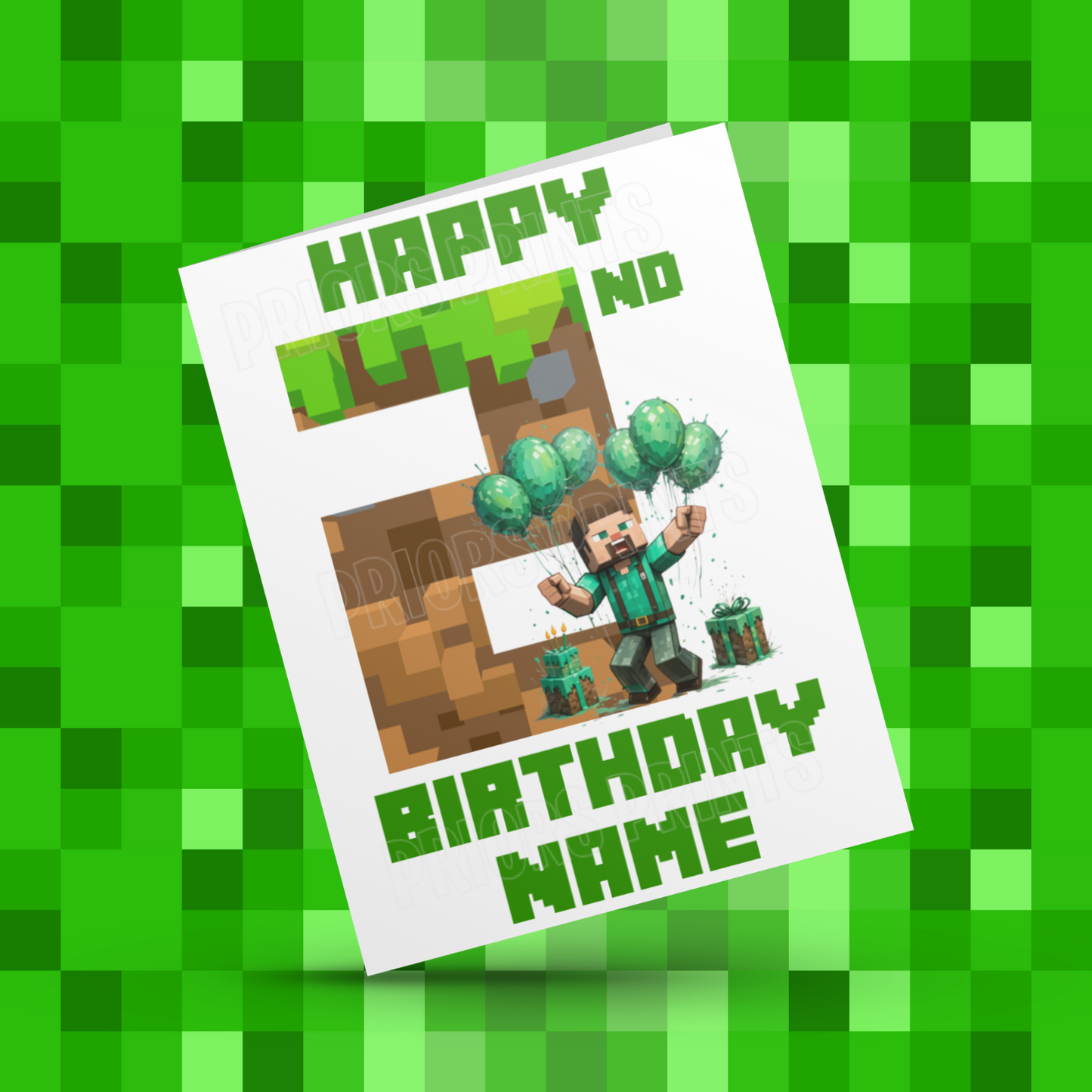Personalised Minecraft Birthday Card with Age 1-20 Years
