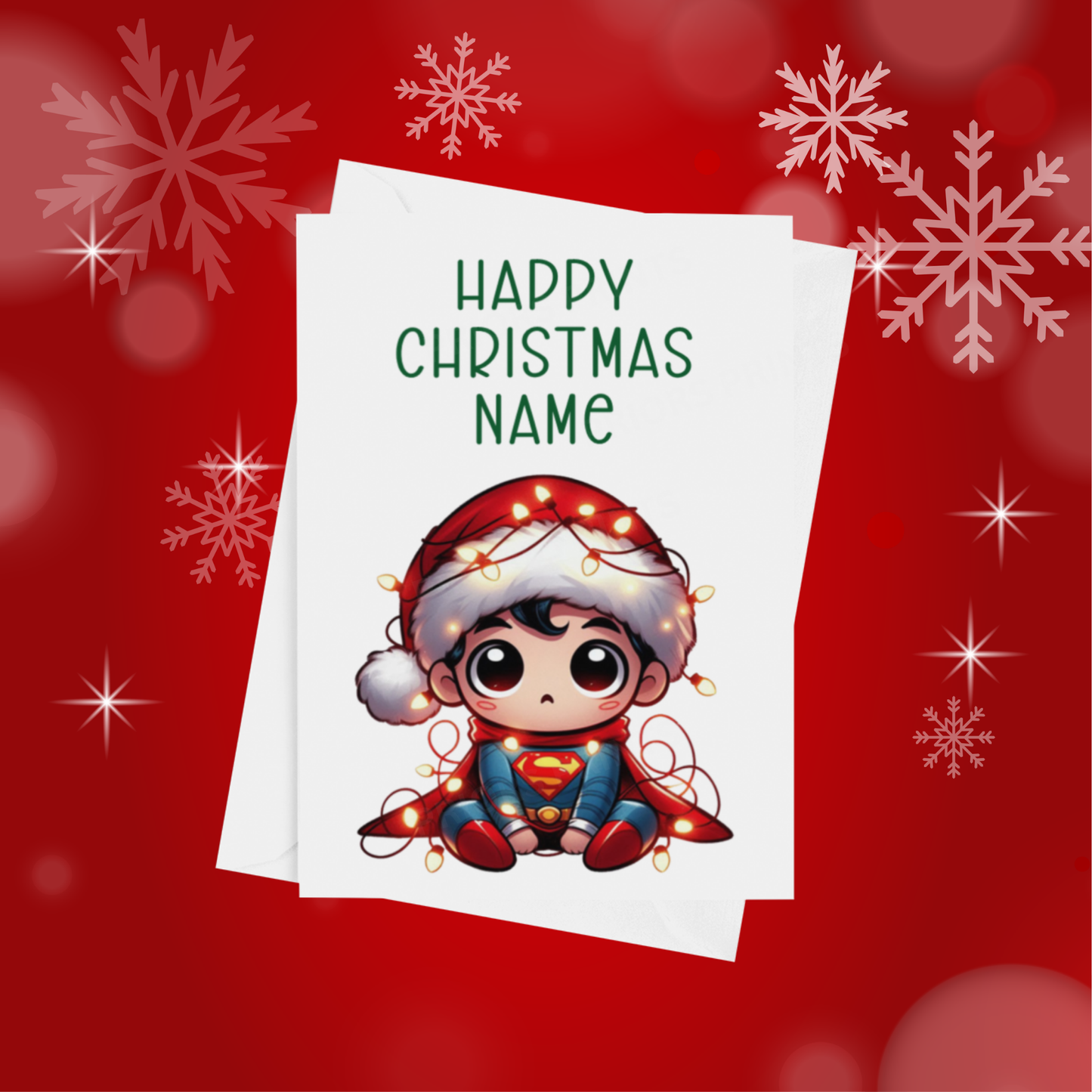 Characters in Christmas Lights Personalised Christmas Card