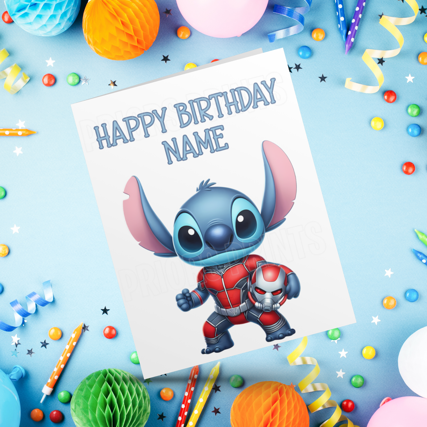 Stitch as Superhero Personalised Birthday Card I Marvel I Superheros