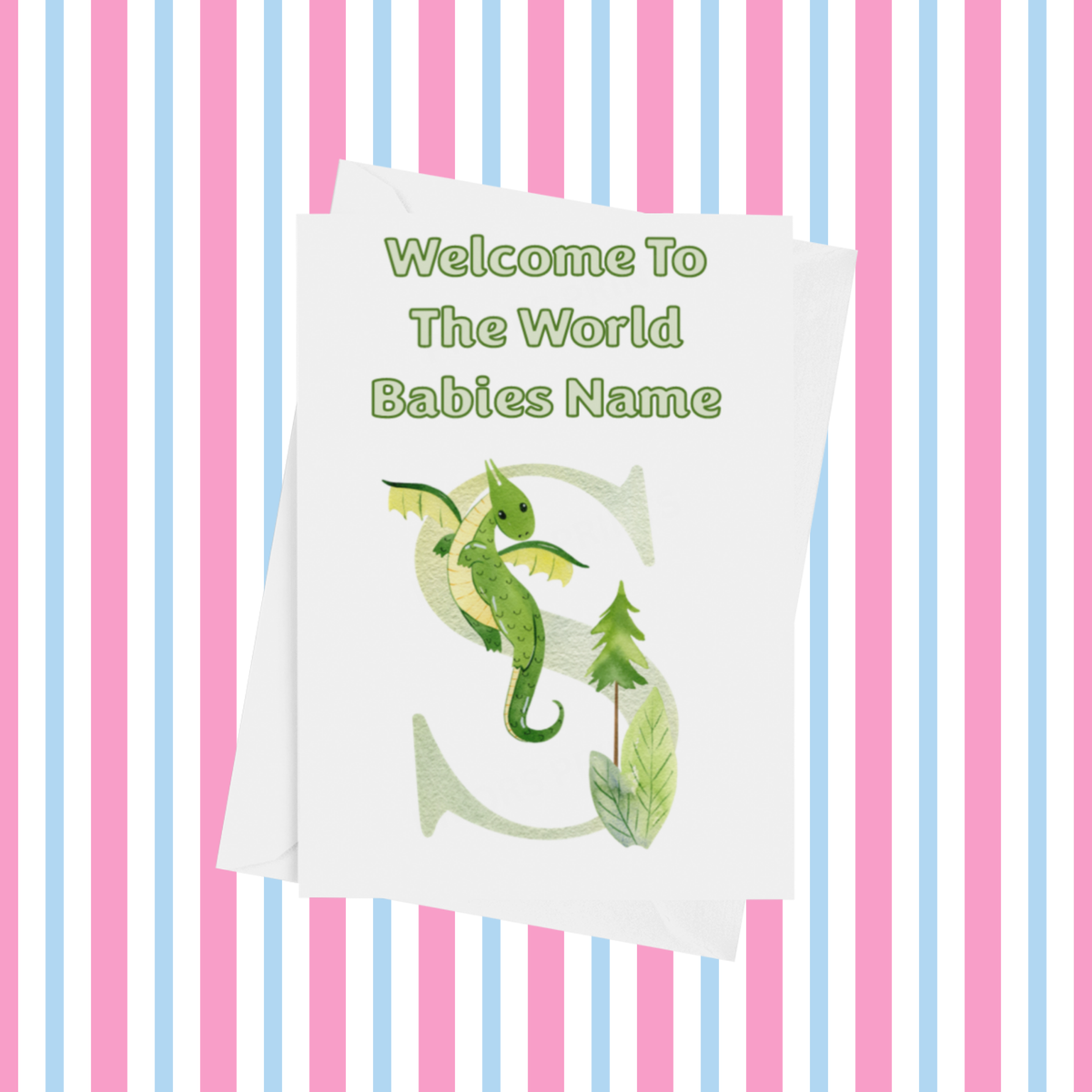 Welcome To The World Dragon Personalised Card for New Baby in Gold