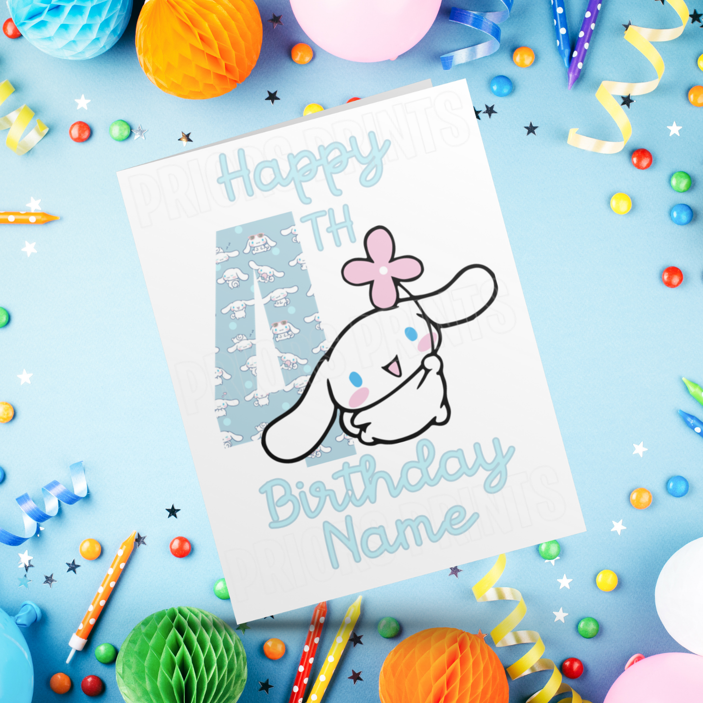 Personalised Cinnamoroll Birthday Card with Age 1-20 Years (Sanrio- Hello Kitty & Friends)