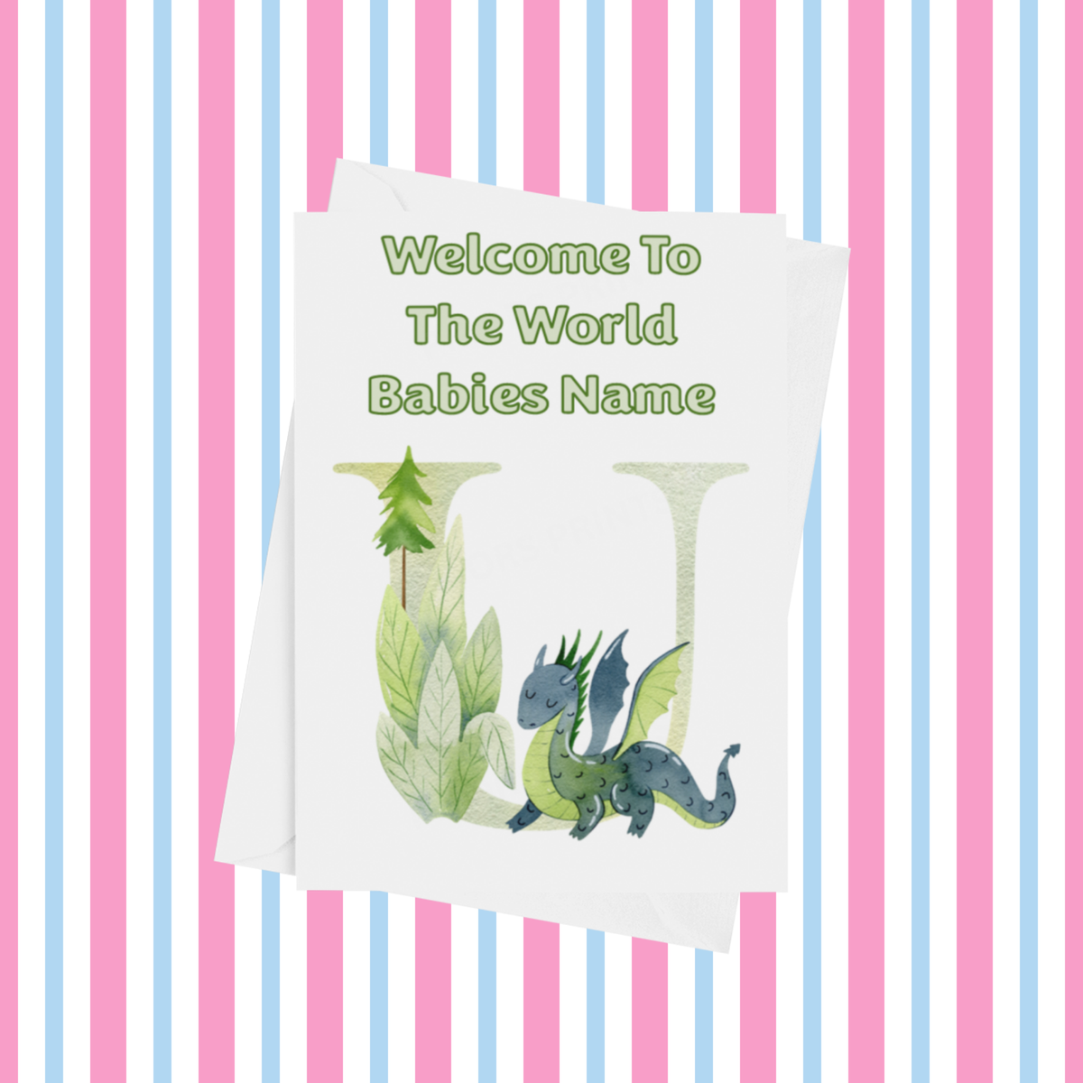 Welcome To The World Dragon Personalised Card for New Baby in Gold