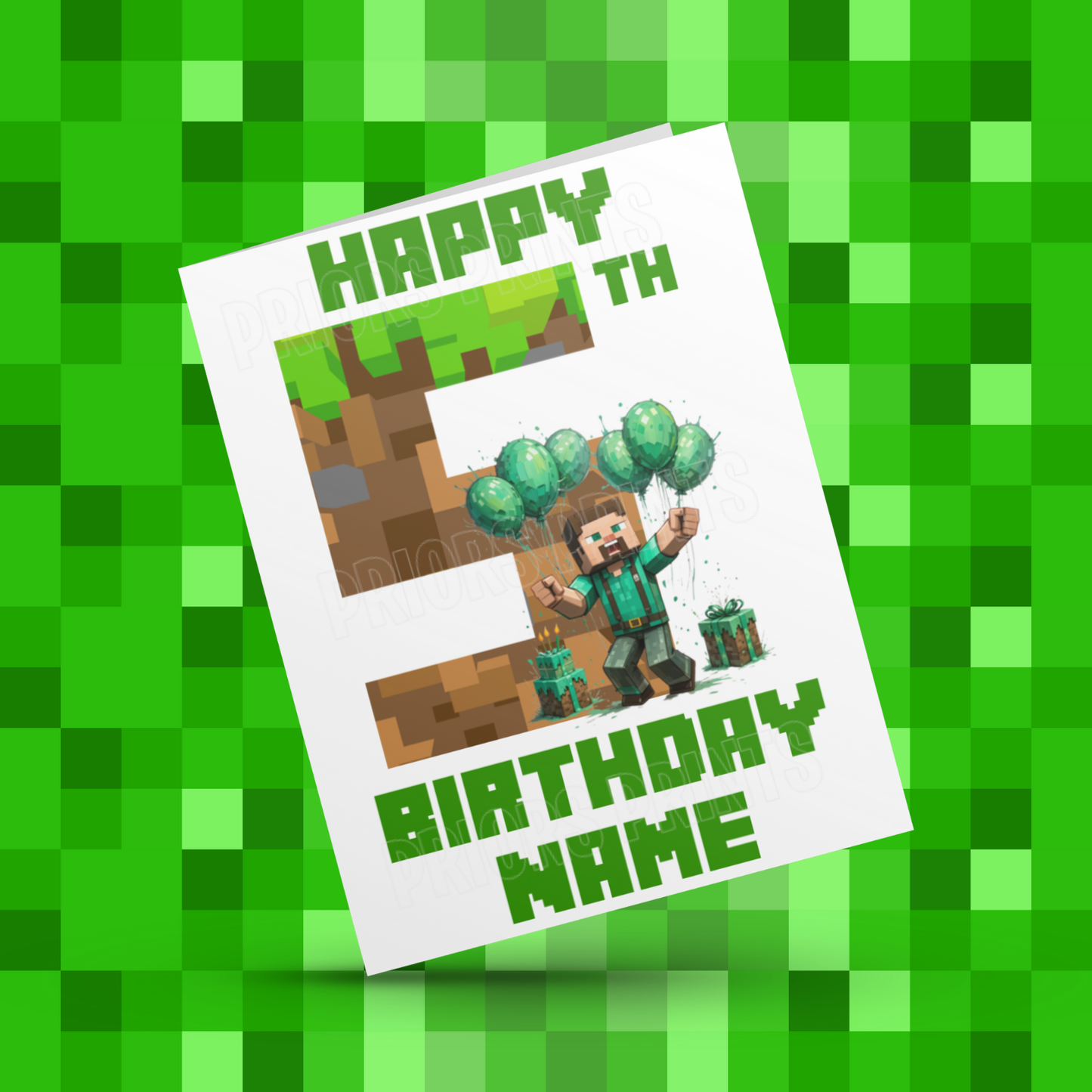 Personalised Minecraft Birthday Card with Age 1-20 Years