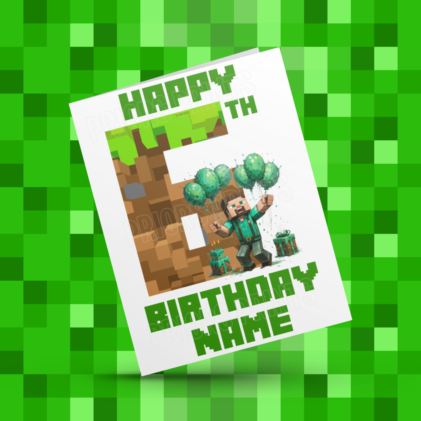 Personalised Minecraft Birthday Card with Age 1-20 Years