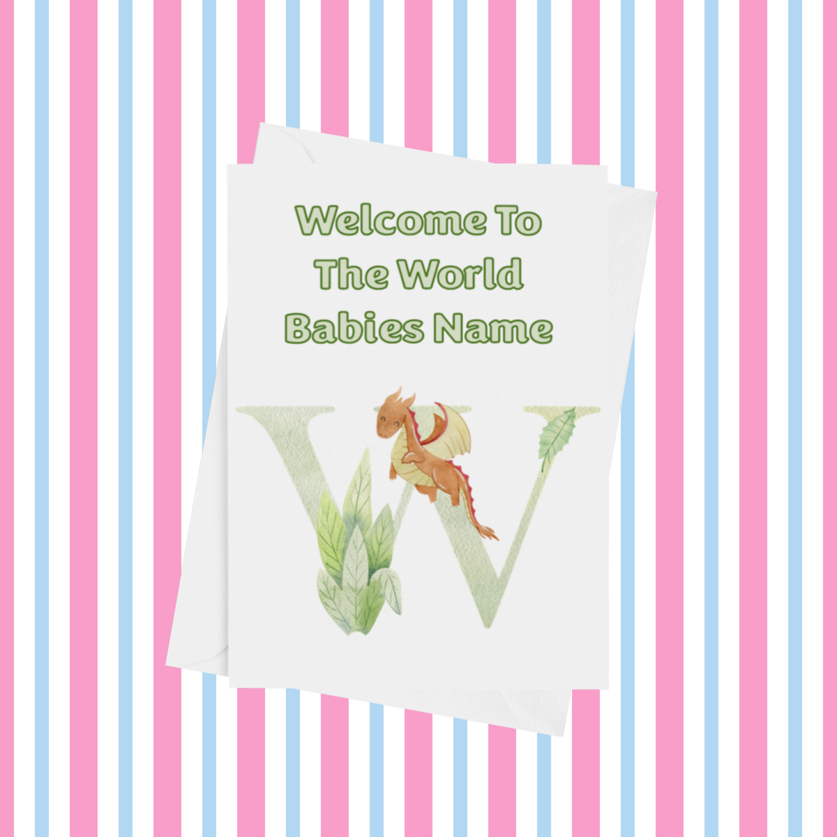 Welcome To The World Dragon Personalised Card for New Baby in Gold