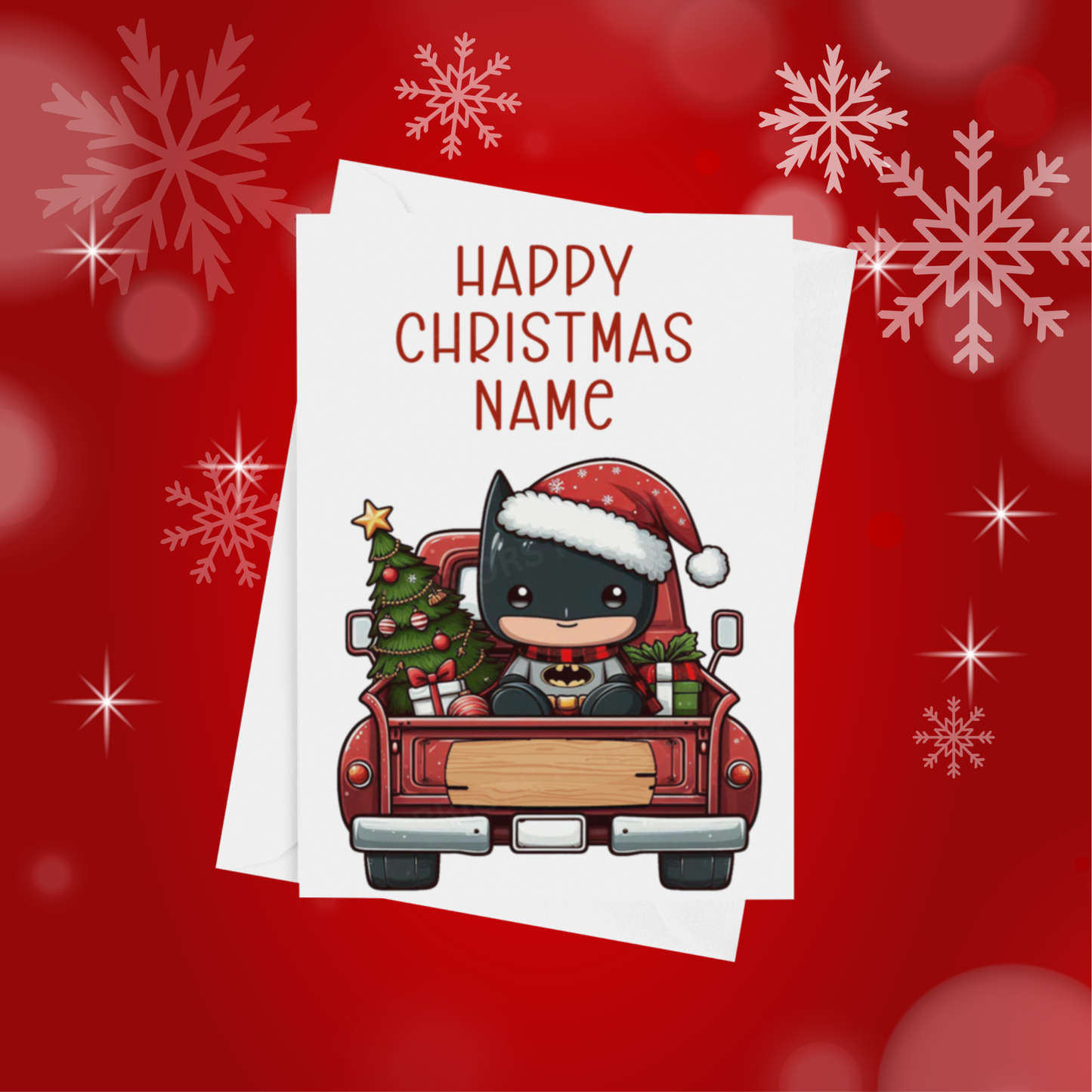Characters in Truck Personalised Christmas Card
