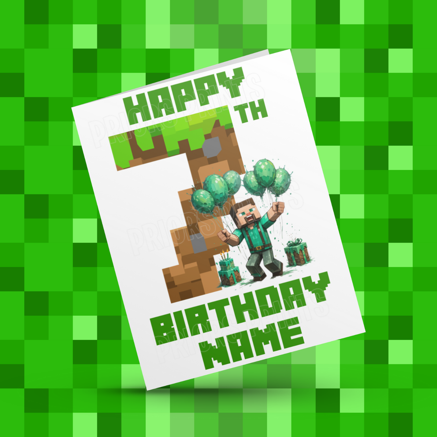 Personalised Minecraft Birthday Card with Age 1-20 Years