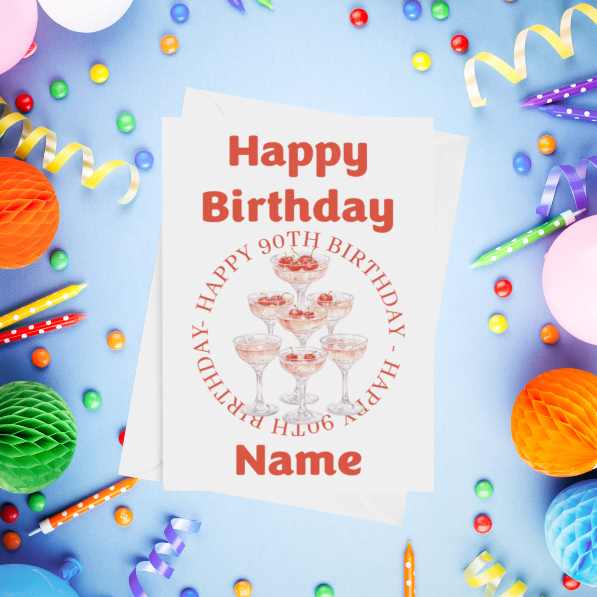 Cherry Personalised Milestone Birthday Card for Adults Age 16, 18, 21, 25, 30, 40, 50, 60, 70, 80, 90, 100