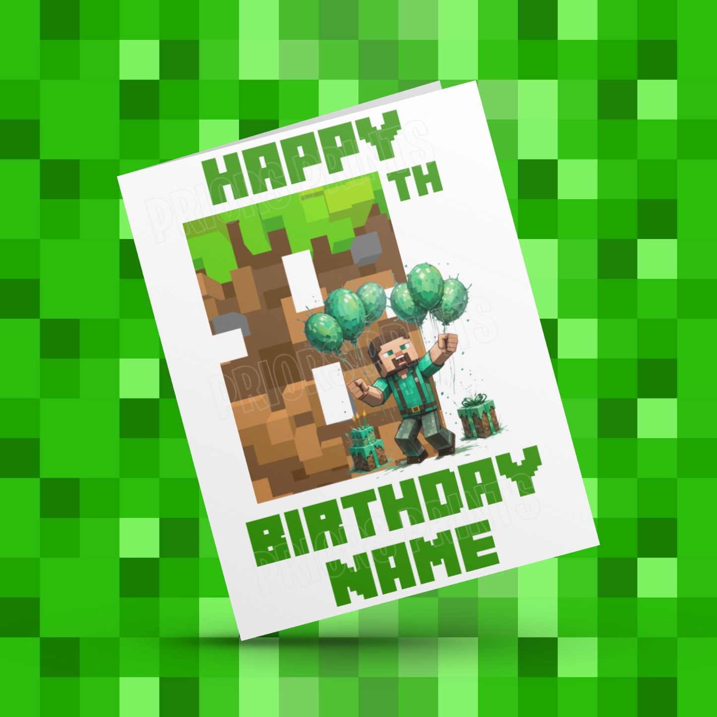 Personalised Minecraft Birthday Card with Age 1-20 Years