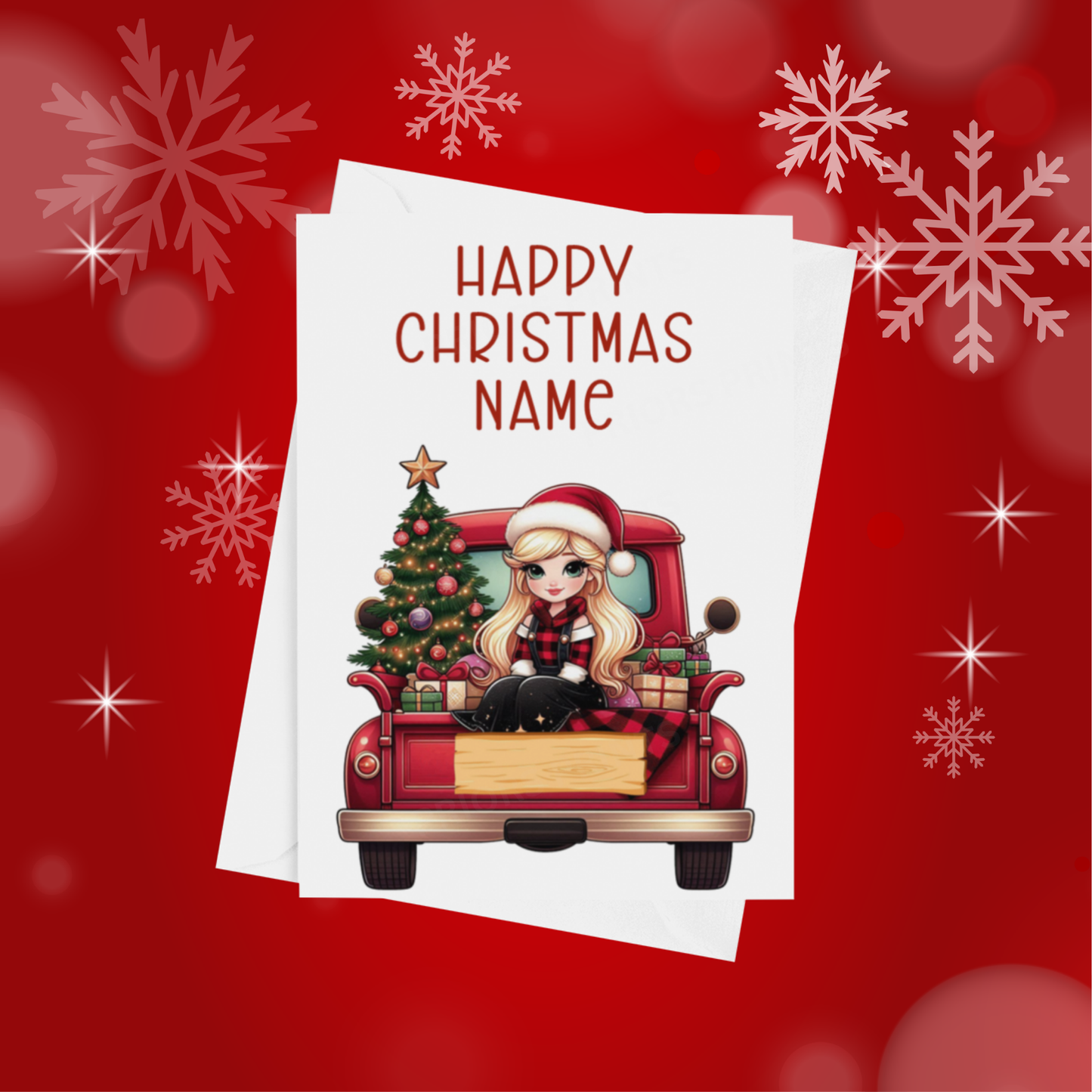Characters in Truck Personalised Christmas Card