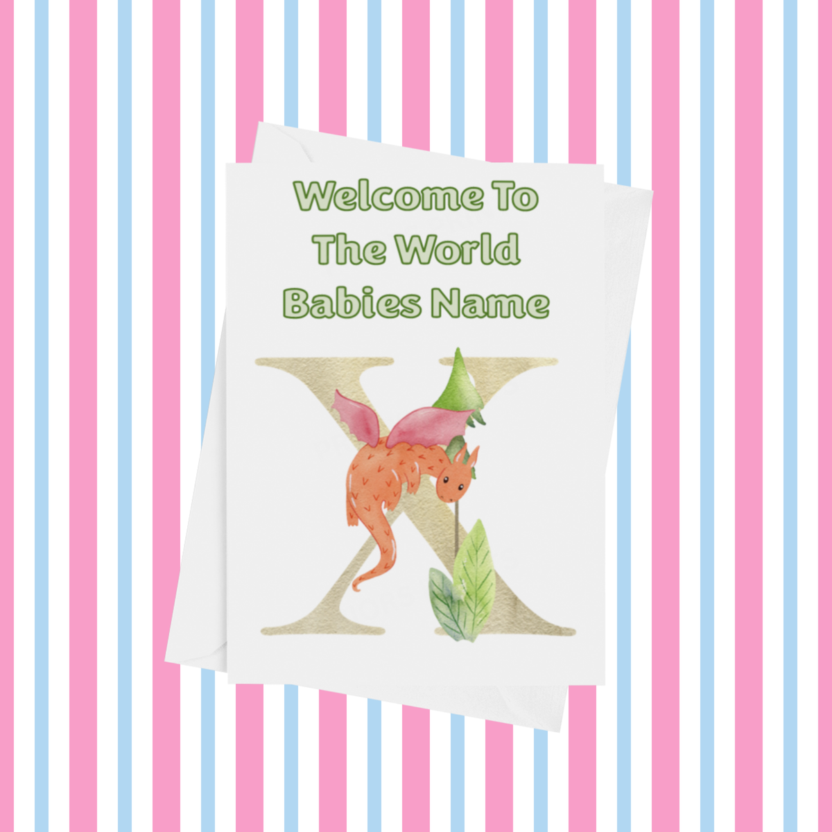 Welcome To The World Dragon Personalised Card for New Baby in Gold