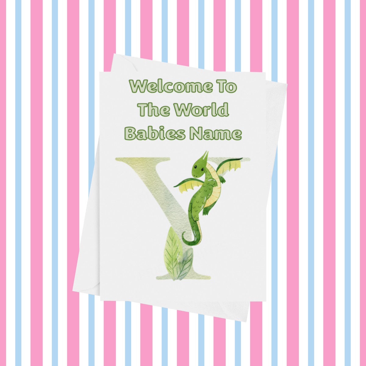 Welcome To The World Dragon Personalised Card for New Baby in Gold