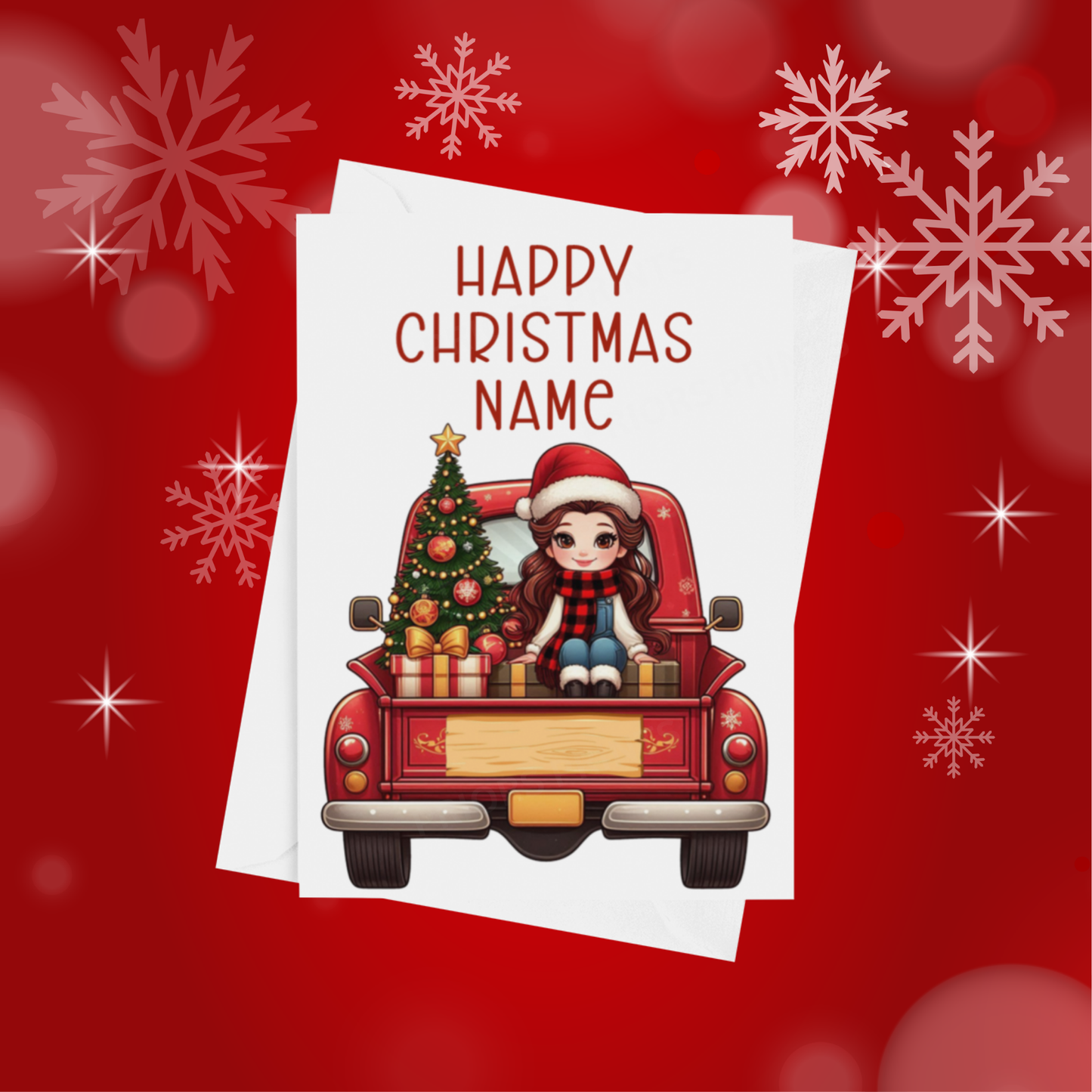 Characters in Truck Personalised Christmas Card