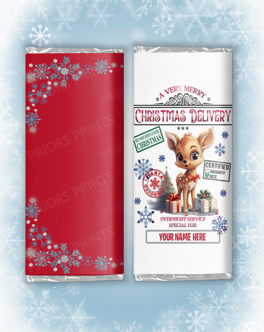 Personalised Christmas Delivery Chocolate Bar Wrappers