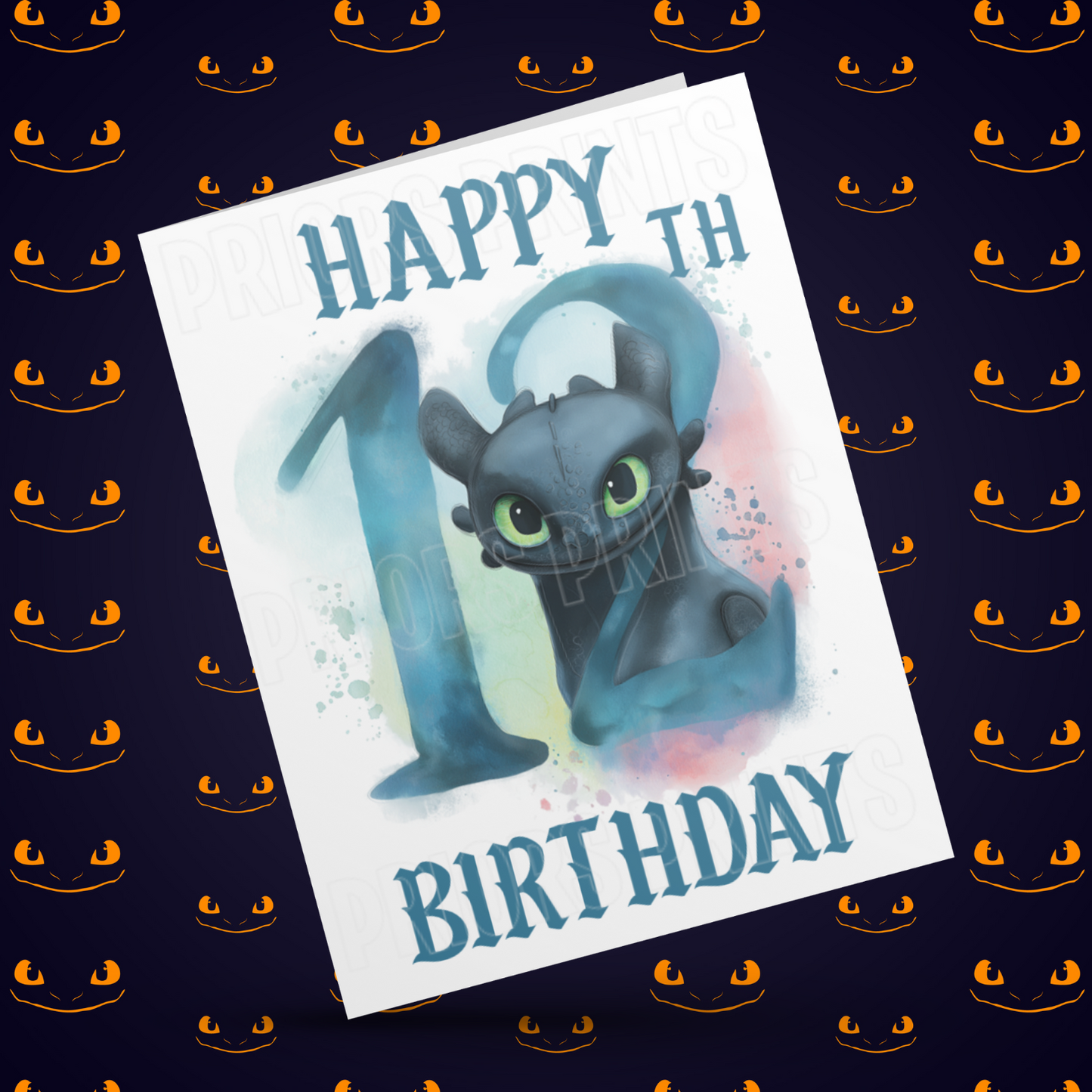 Personalised Toothless Birthday Card with Age 1-20 Years (How To Train Your Dragon)
