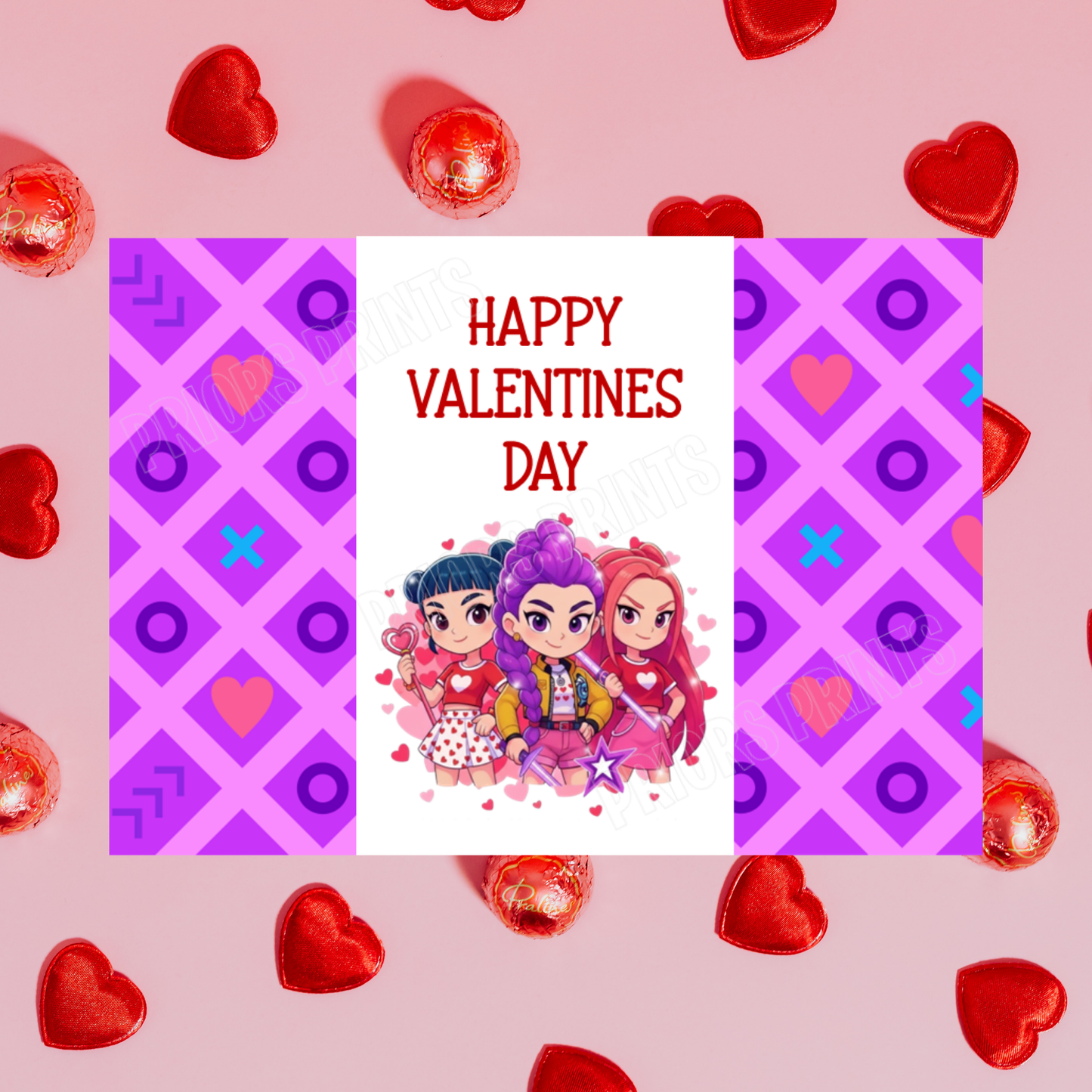 K-Pop demon Hunters Valentines Chocolate Bar Wrapper I K Pop demon Hunters I Rumi I Zoey I Mira I Huntrix I Saja Boys I Jinu I Romance