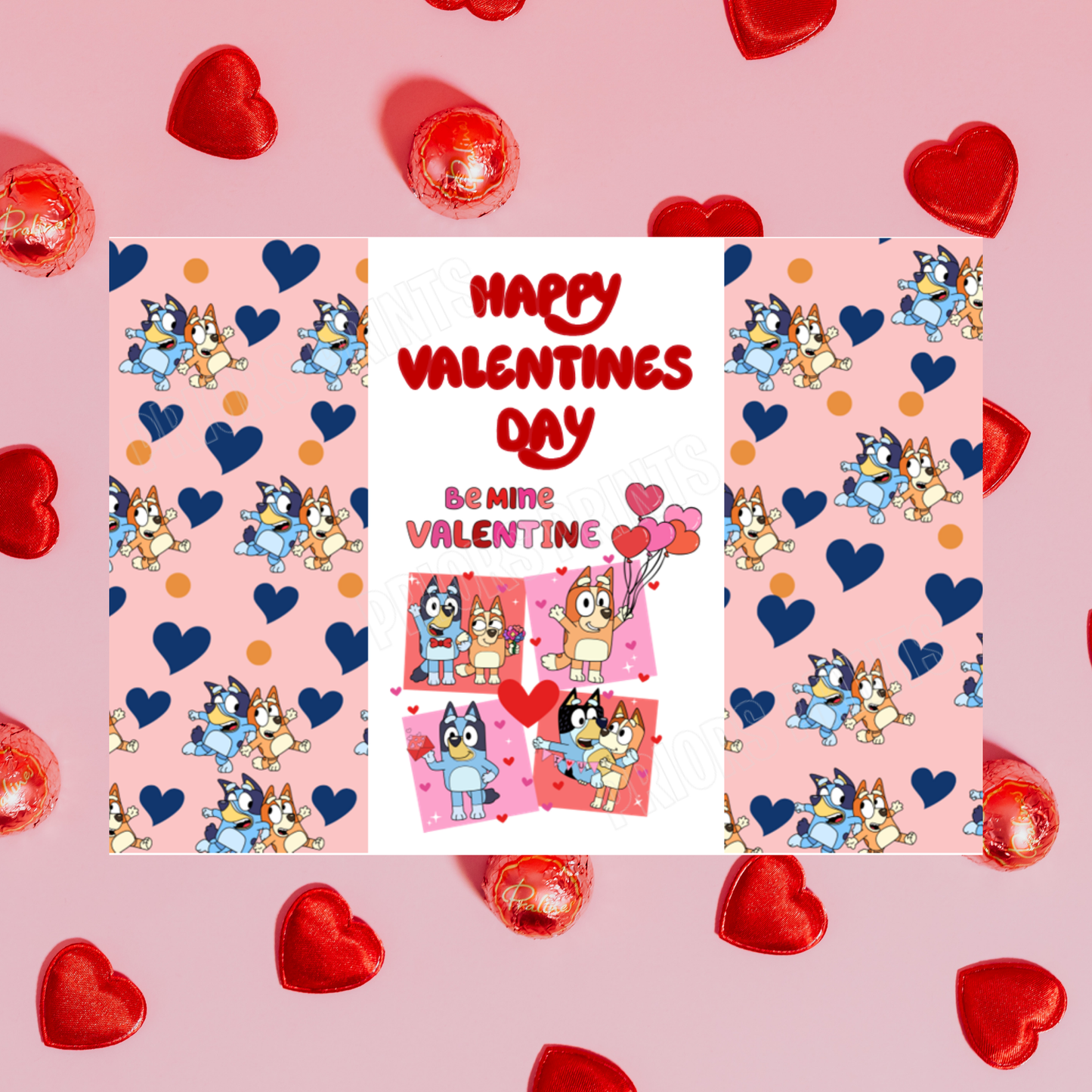 Bluey Valentines Chocolate Bar Wrapper