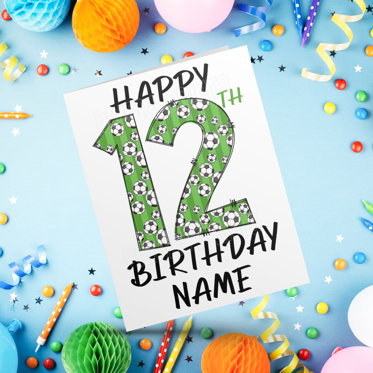Personalised Green Football Birthday Card with age 1-20