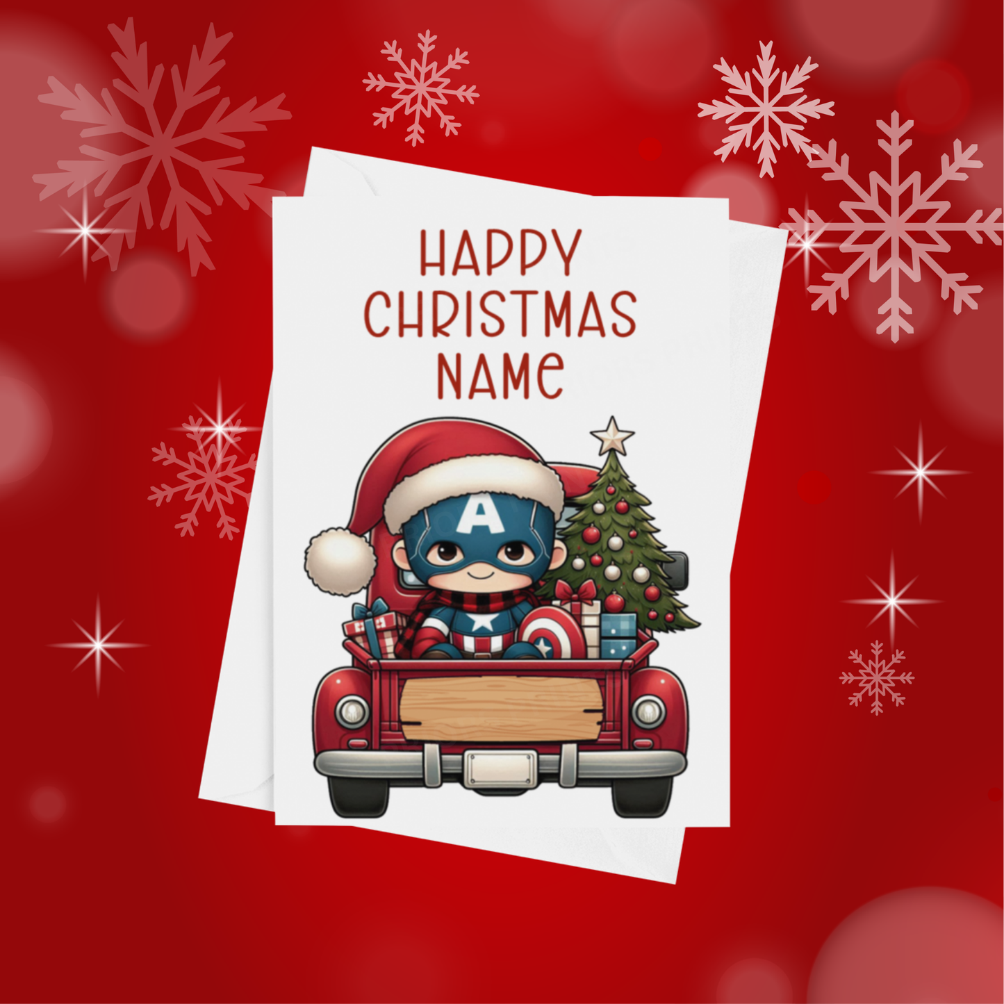 Characters in Truck Personalised Christmas Card