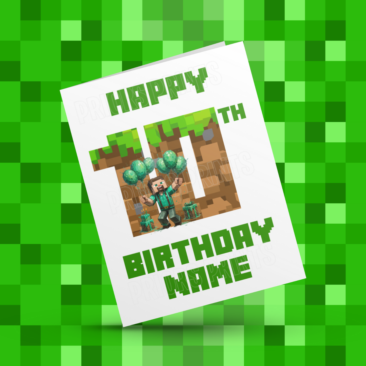 Personalised Minecraft Birthday Card with Age 1-20 Years