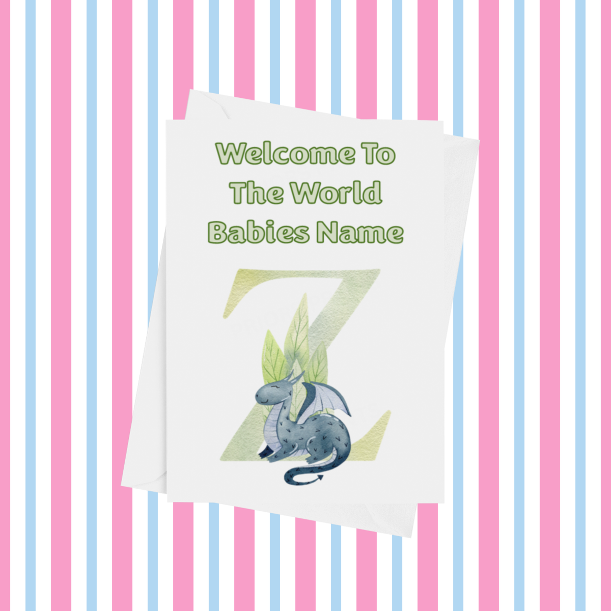 Welcome To The World Dragon Personalised Card for New Baby in Gold